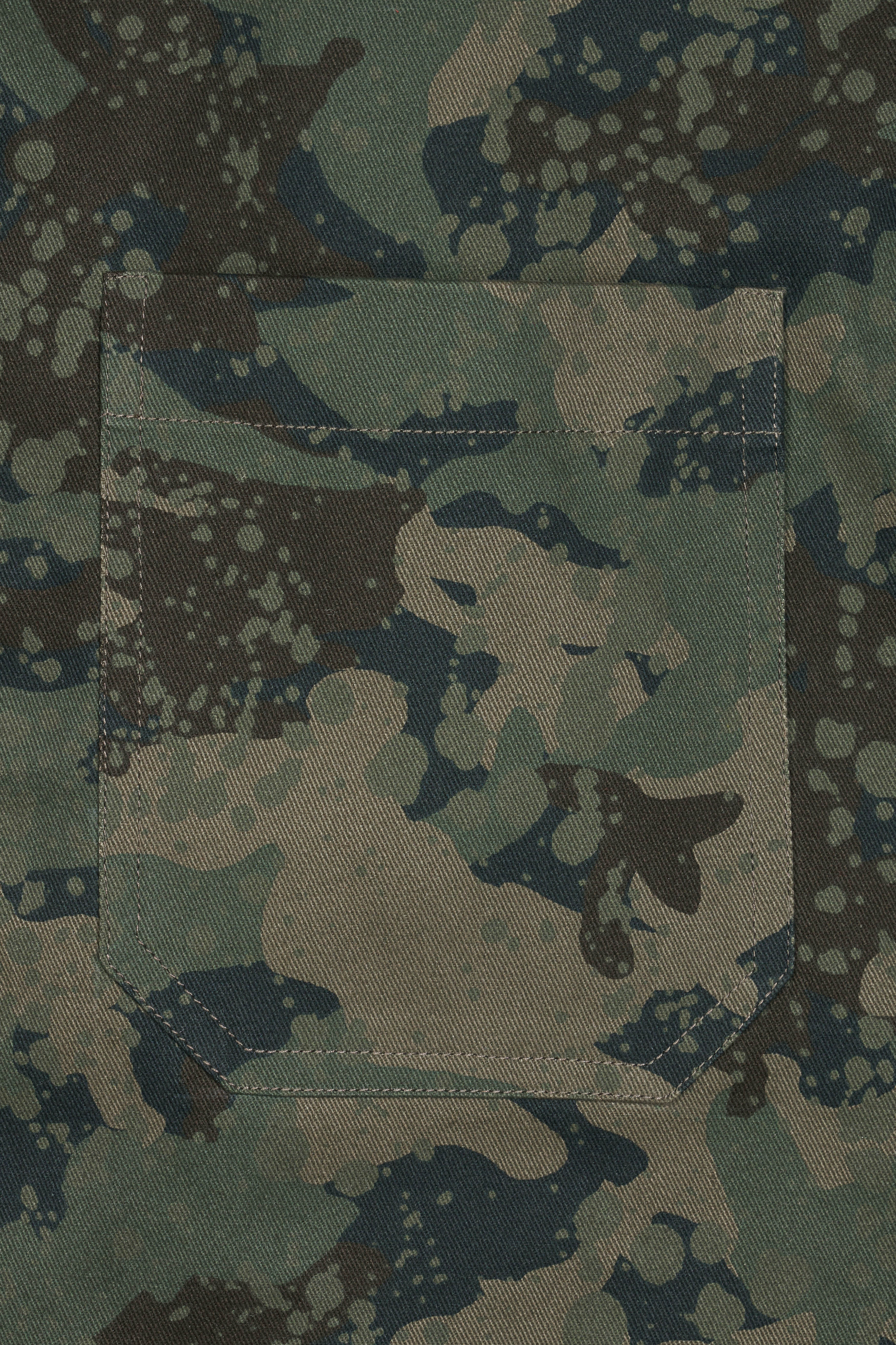 Wenge Brown with Lunar Green Camouflage Twill Premium Cotton Designer Shirt