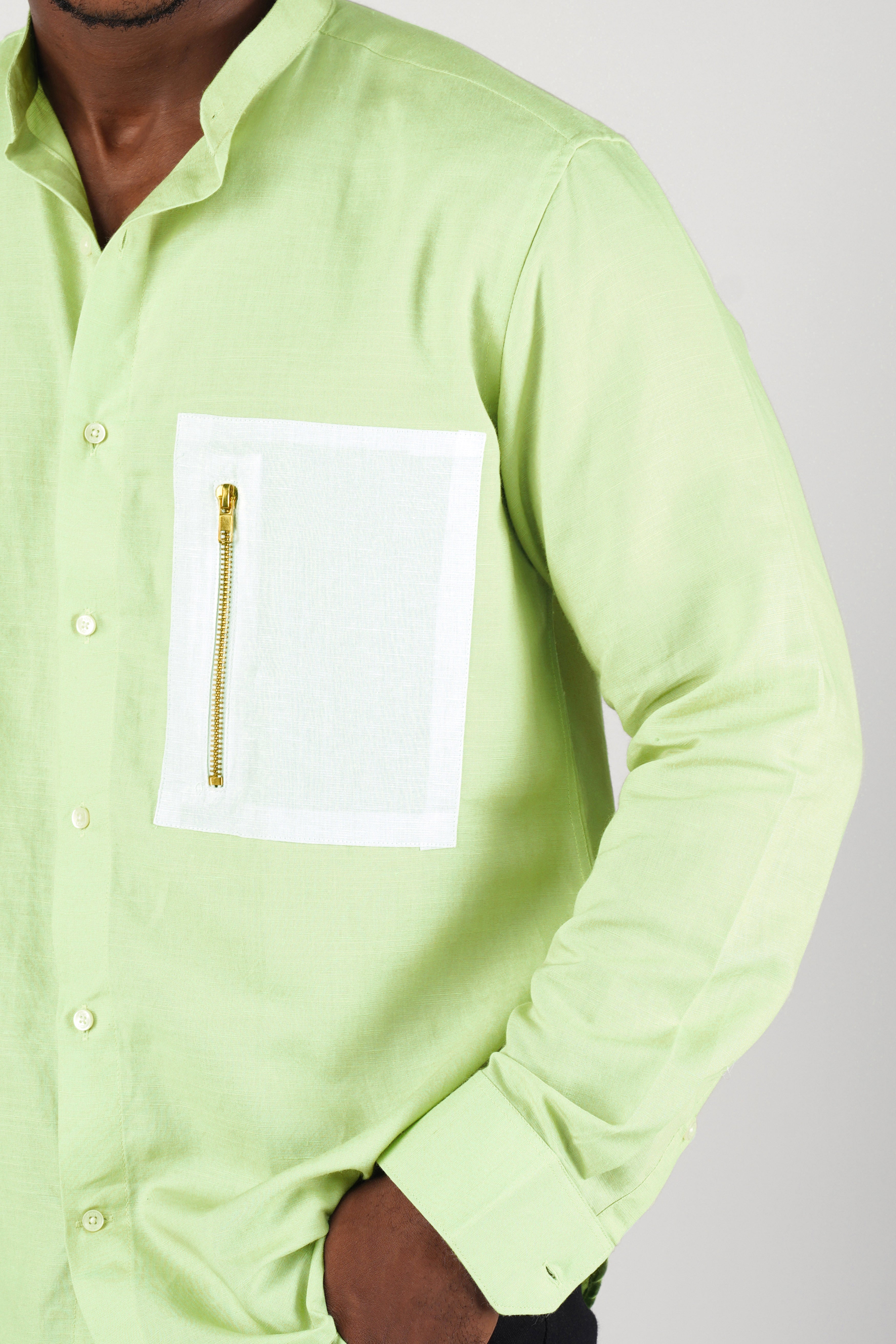 Moss Green Luxurious Linen Designer Shirt