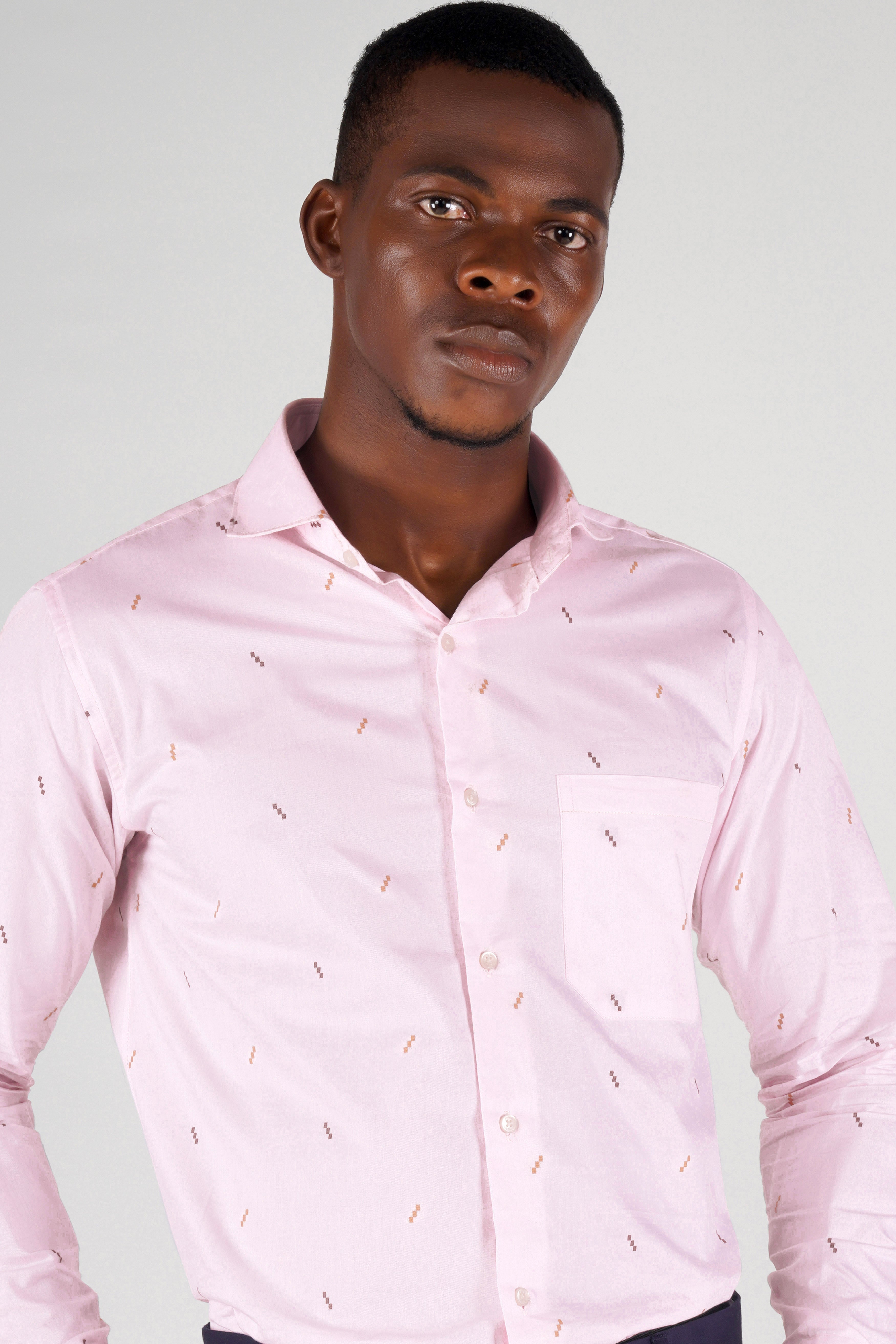 Blossom Pink Jacquard Textured Premium Giza Cotton Shirt