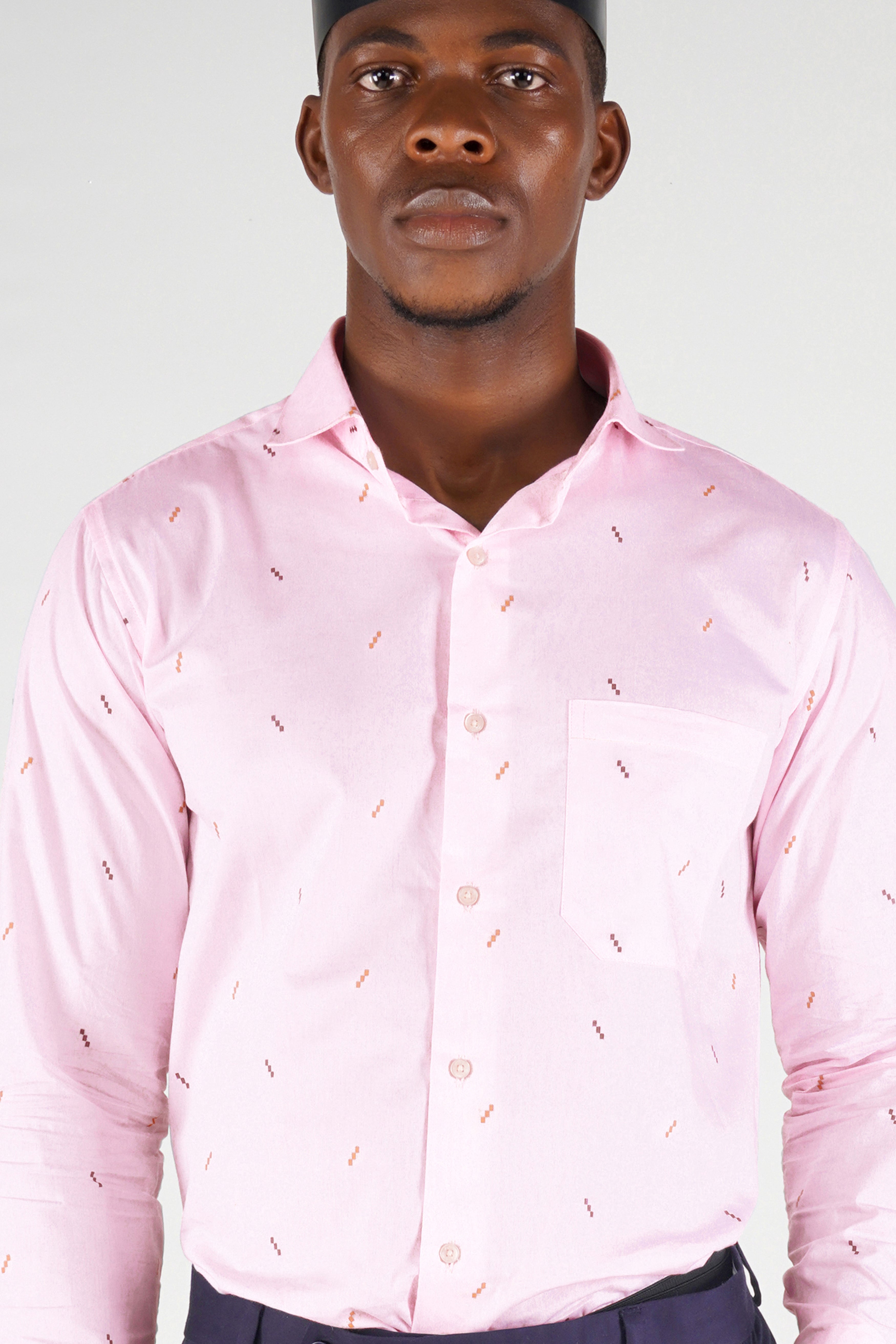 Blossom Pink Jacquard Textured Premium Giza Cotton Shirt