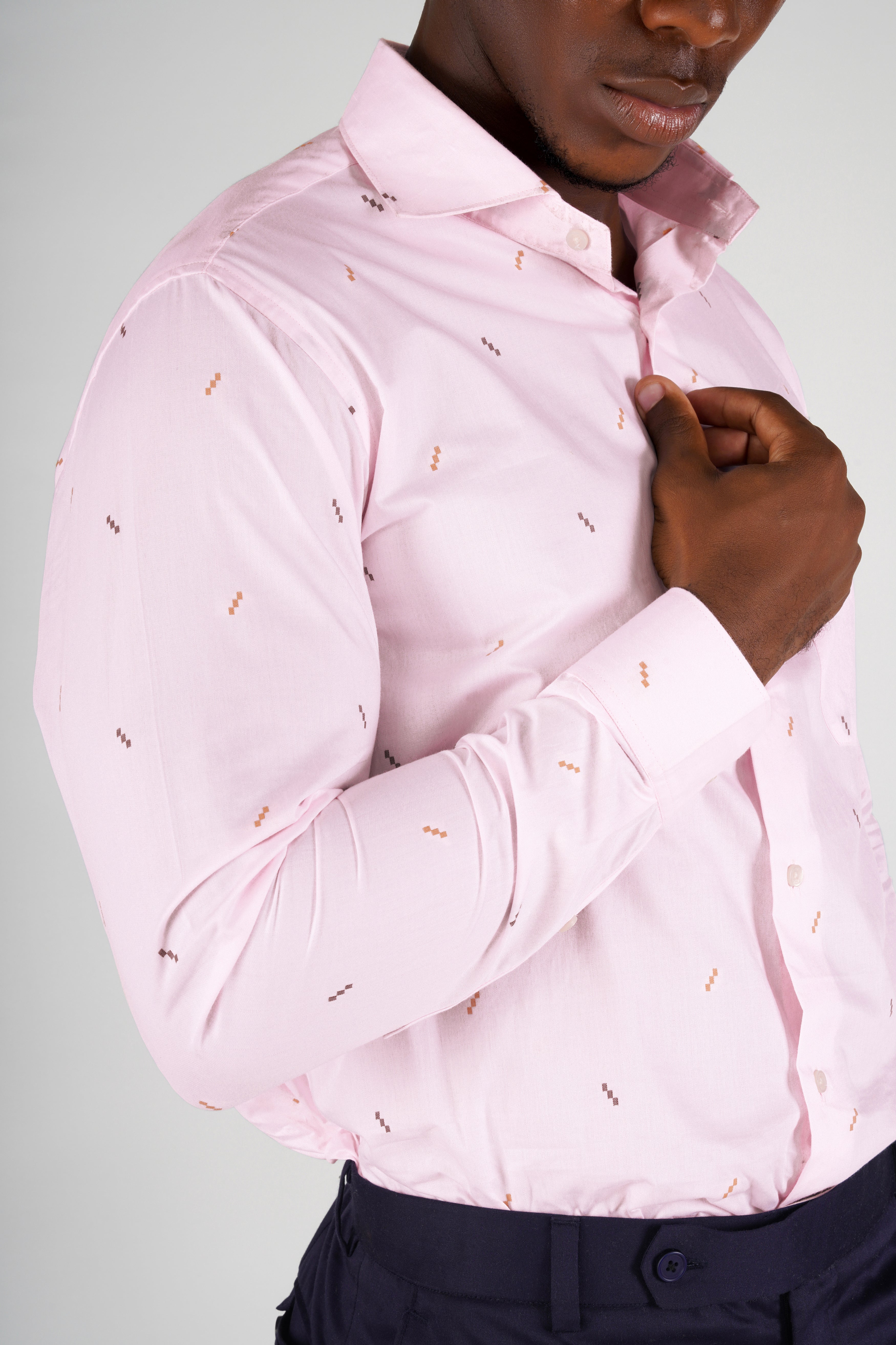 Blossom Pink Jacquard Textured Premium Giza Cotton Shirt