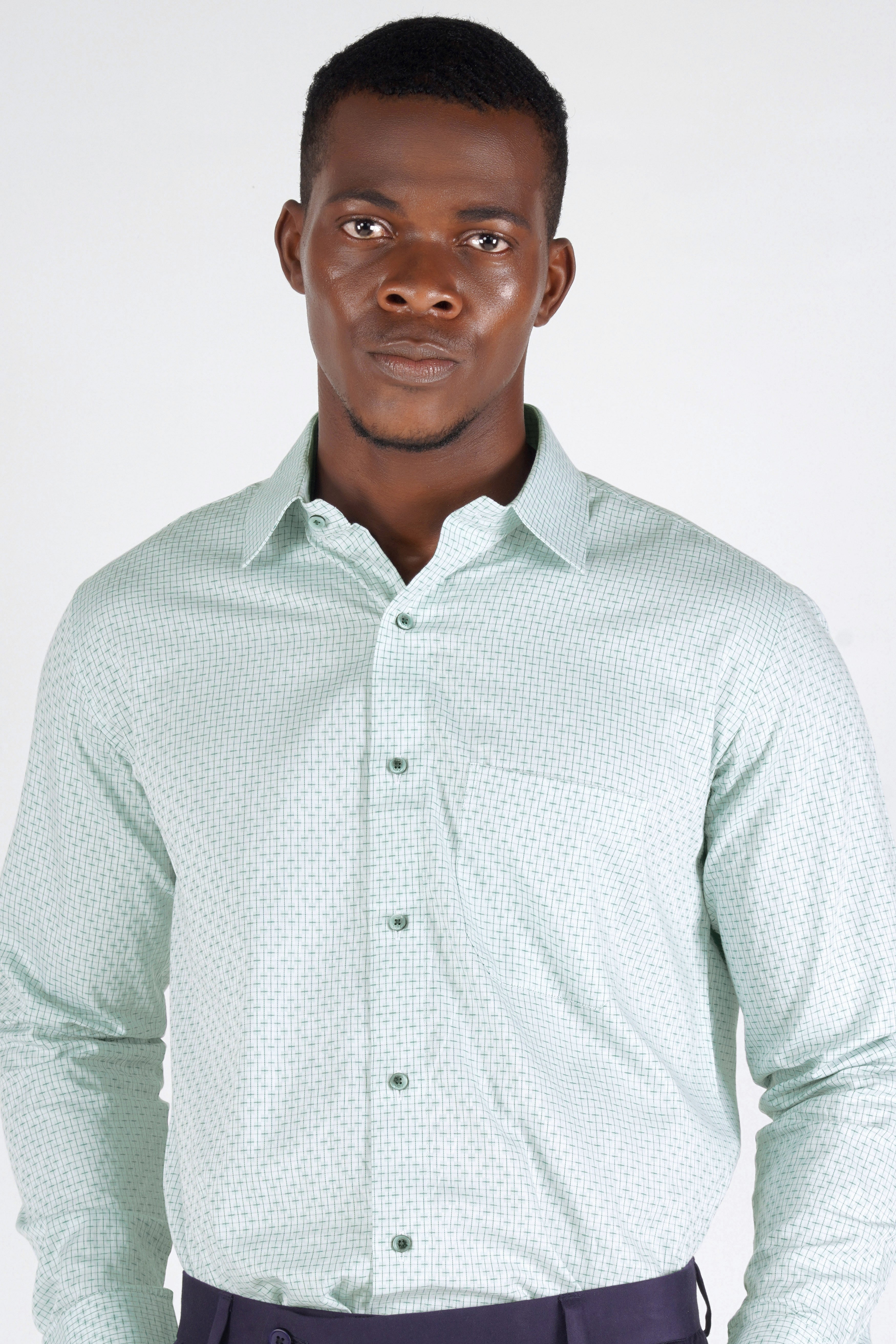 Nobel Light Green Dobby Textured Premium Giza Cotton Shirt