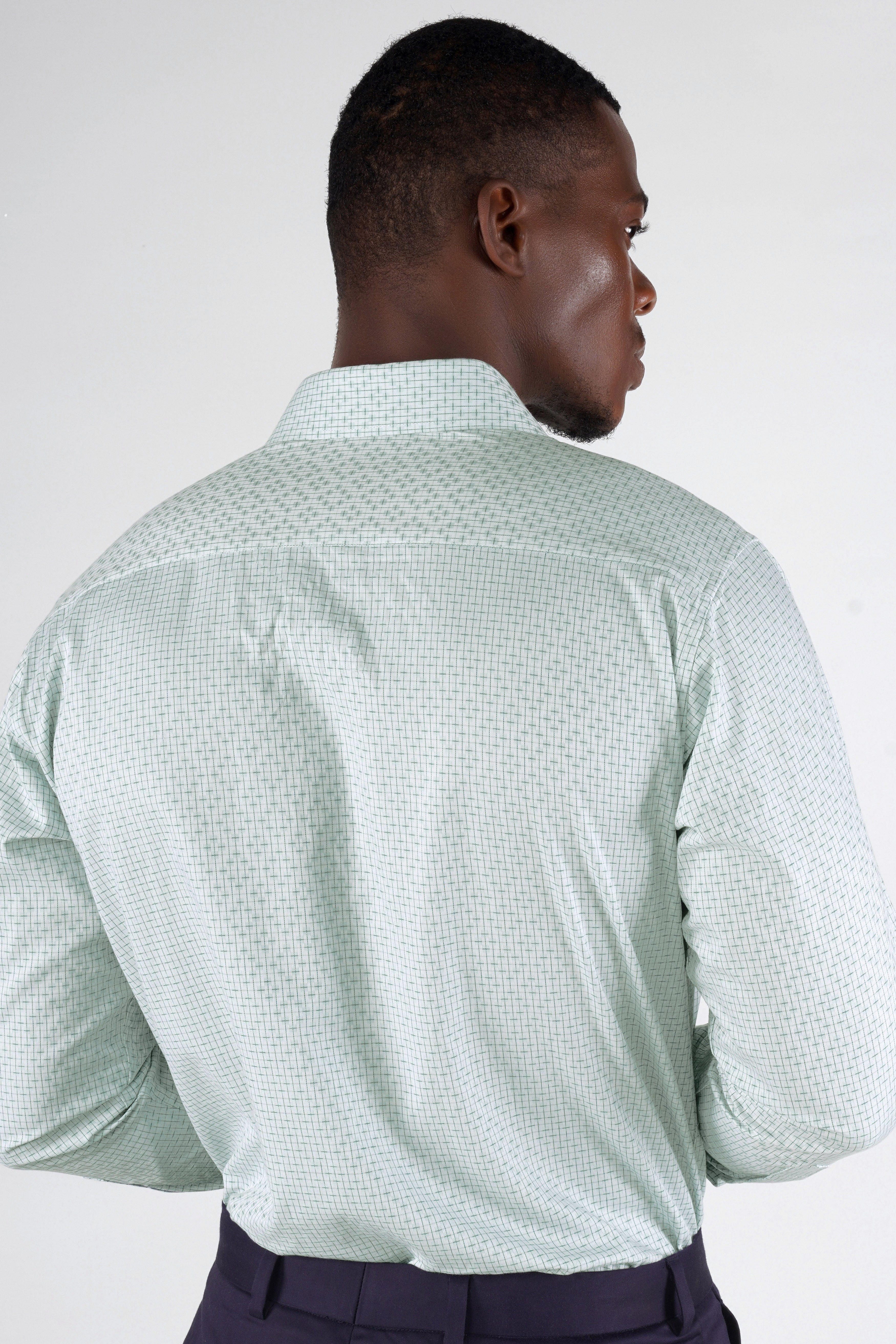 Nobel Light Green Dobby Textured Premium Giza Cotton Shirt