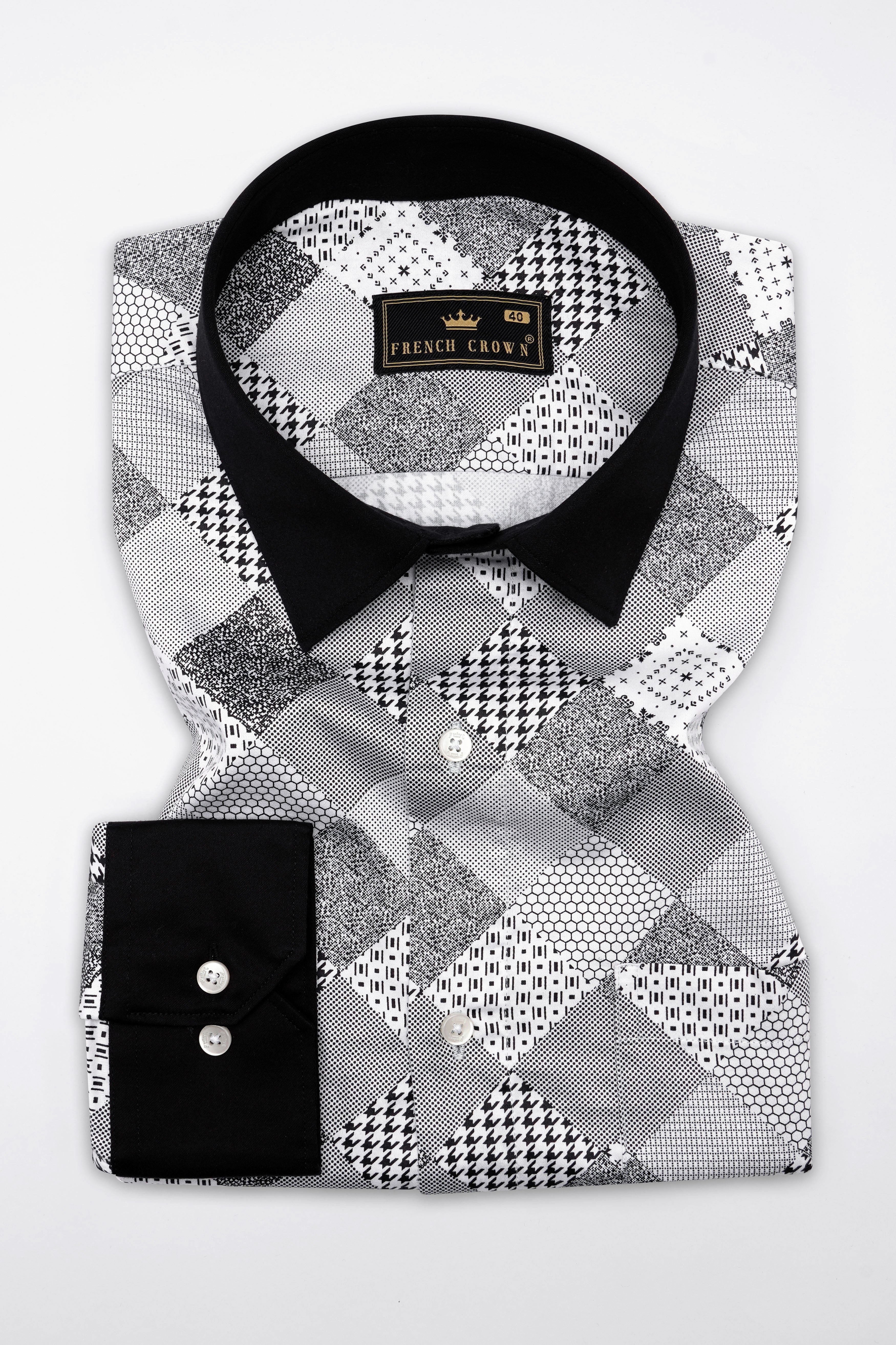 Jade Black and White Printed Super Soft Premium Cotton Shirt