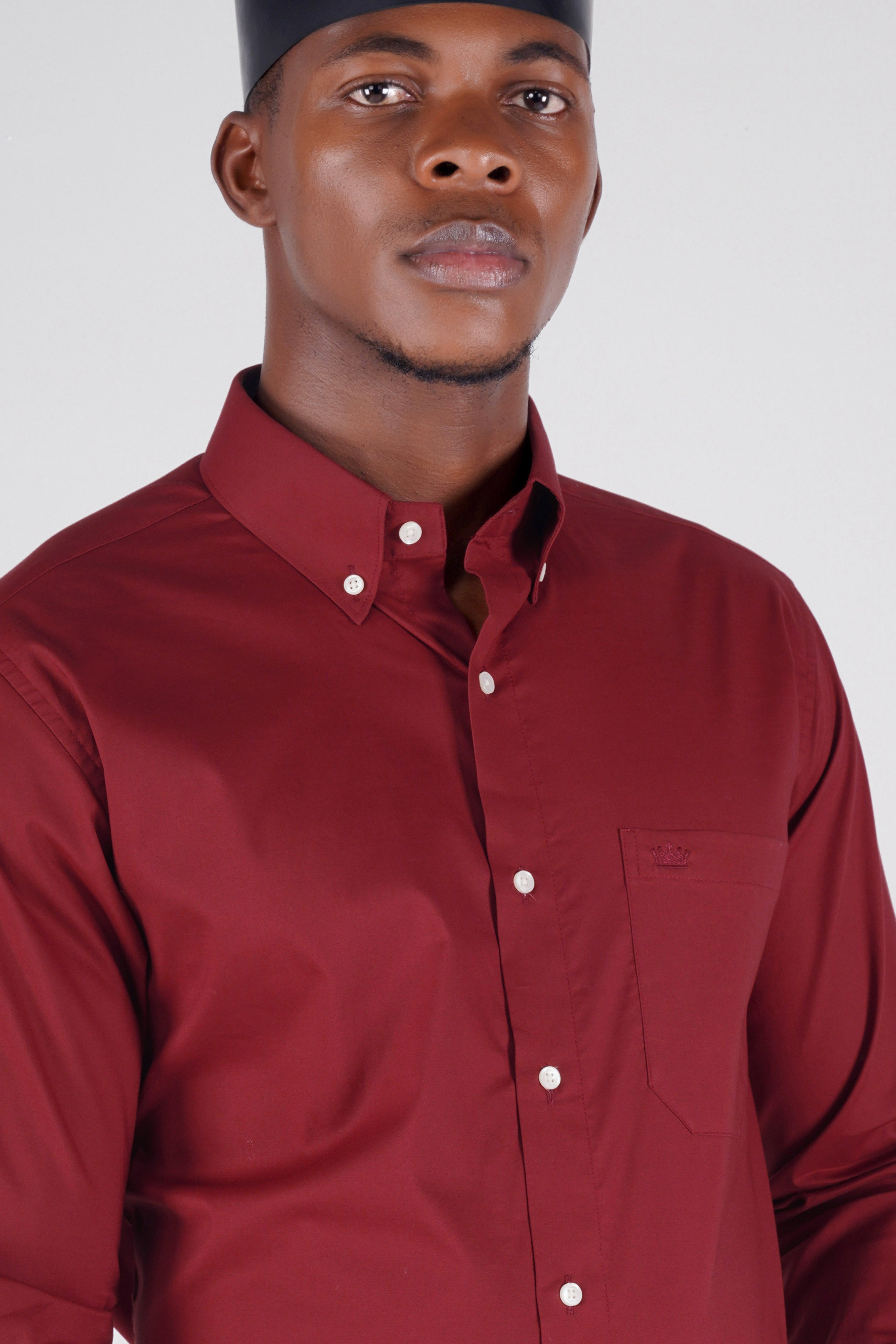 Espresso Red Chambray Button Down Shirt