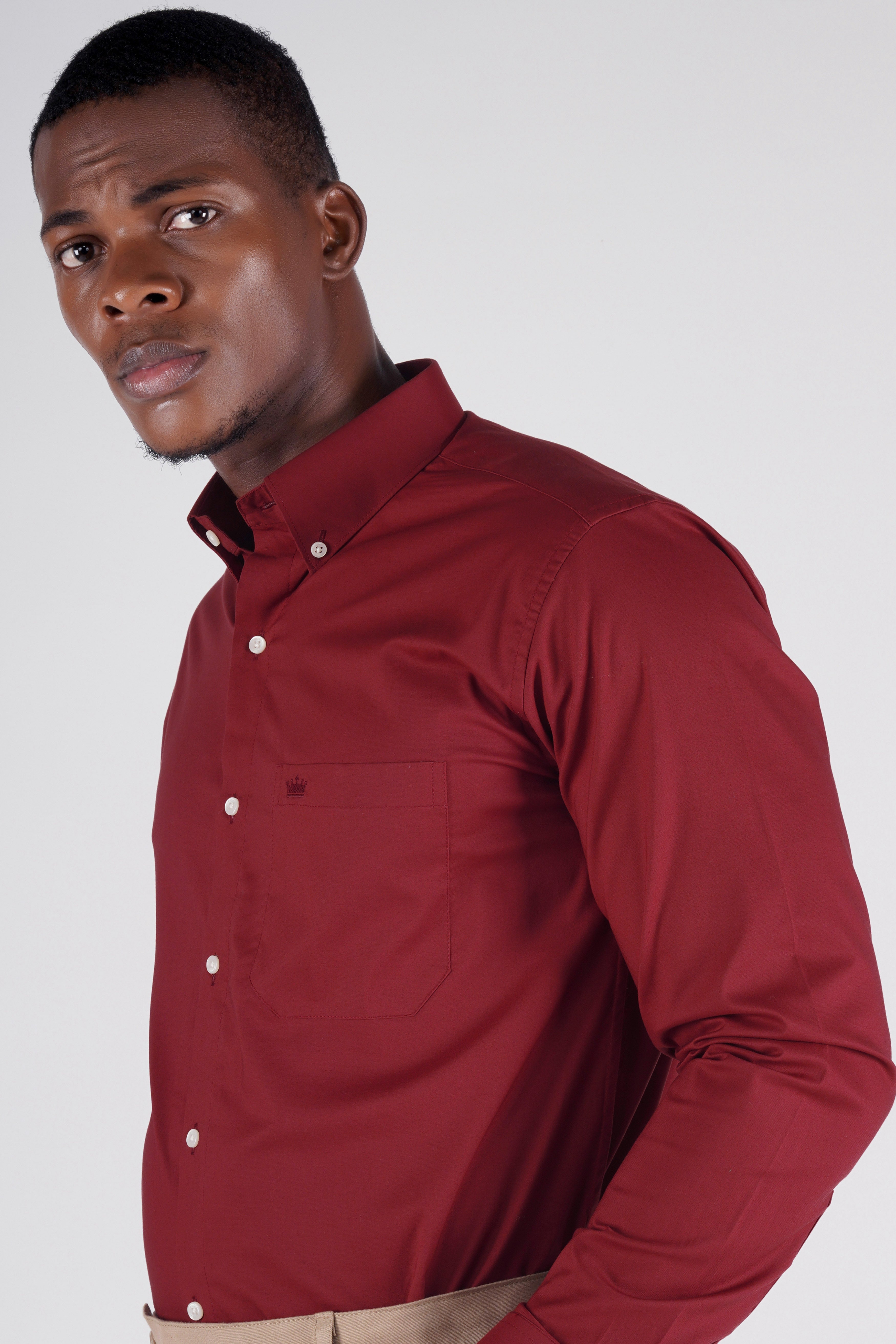 Espresso Red Chambray Button Down Shirt