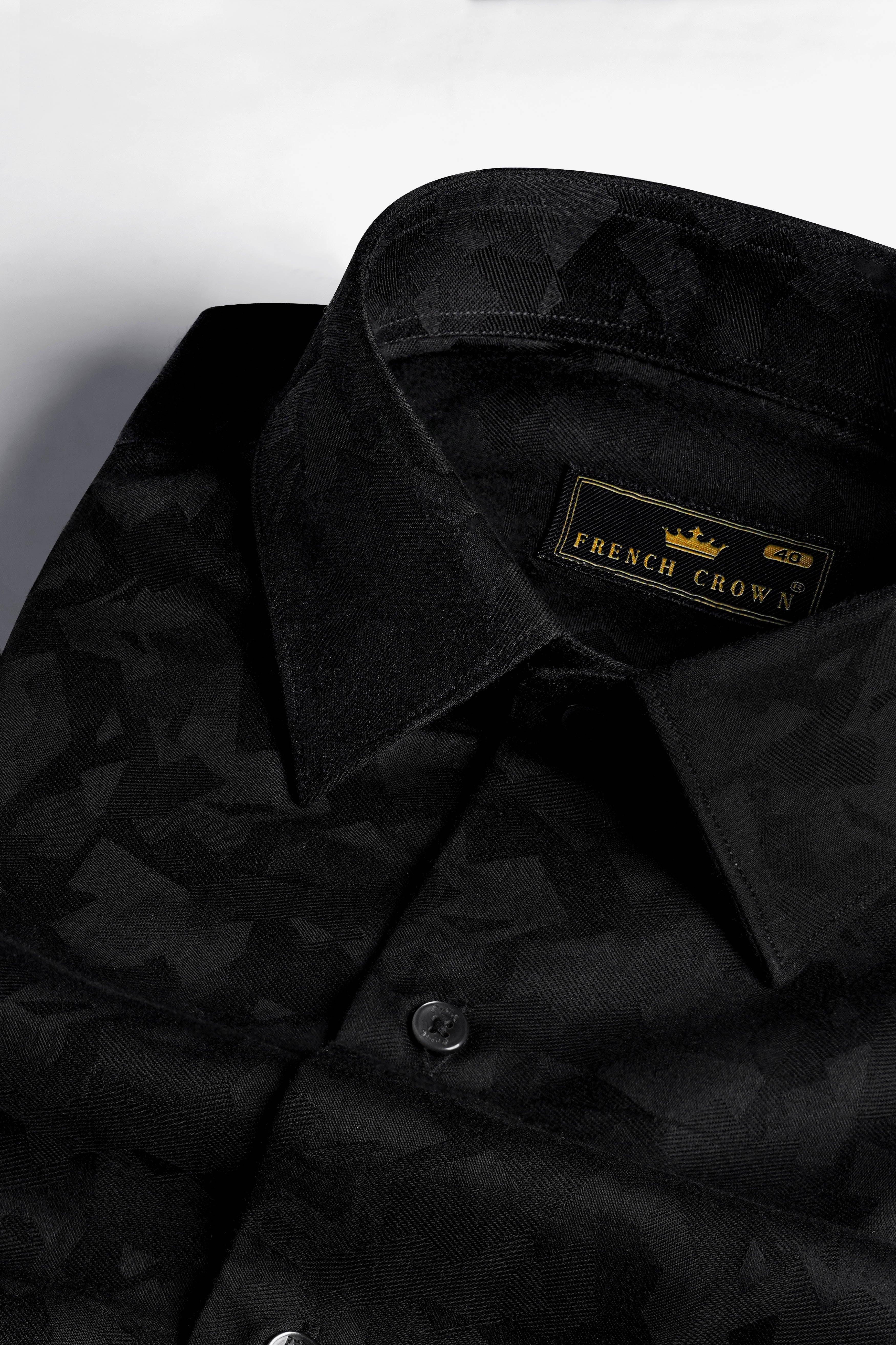 jade black jacquard Textured Premium Cotton Shirt