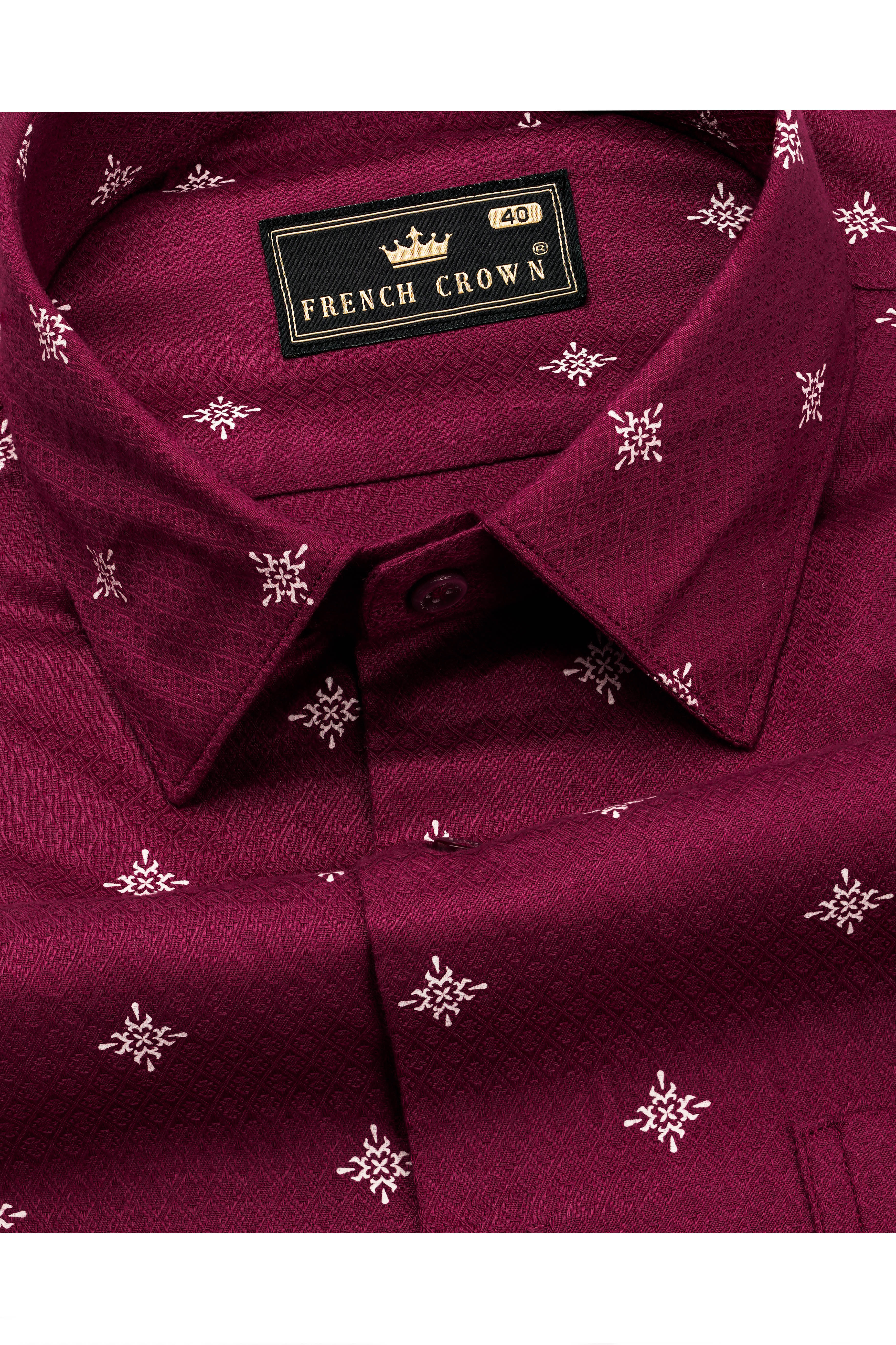 Claret Red Dobby Textured Premium Giza Cotton Shirt