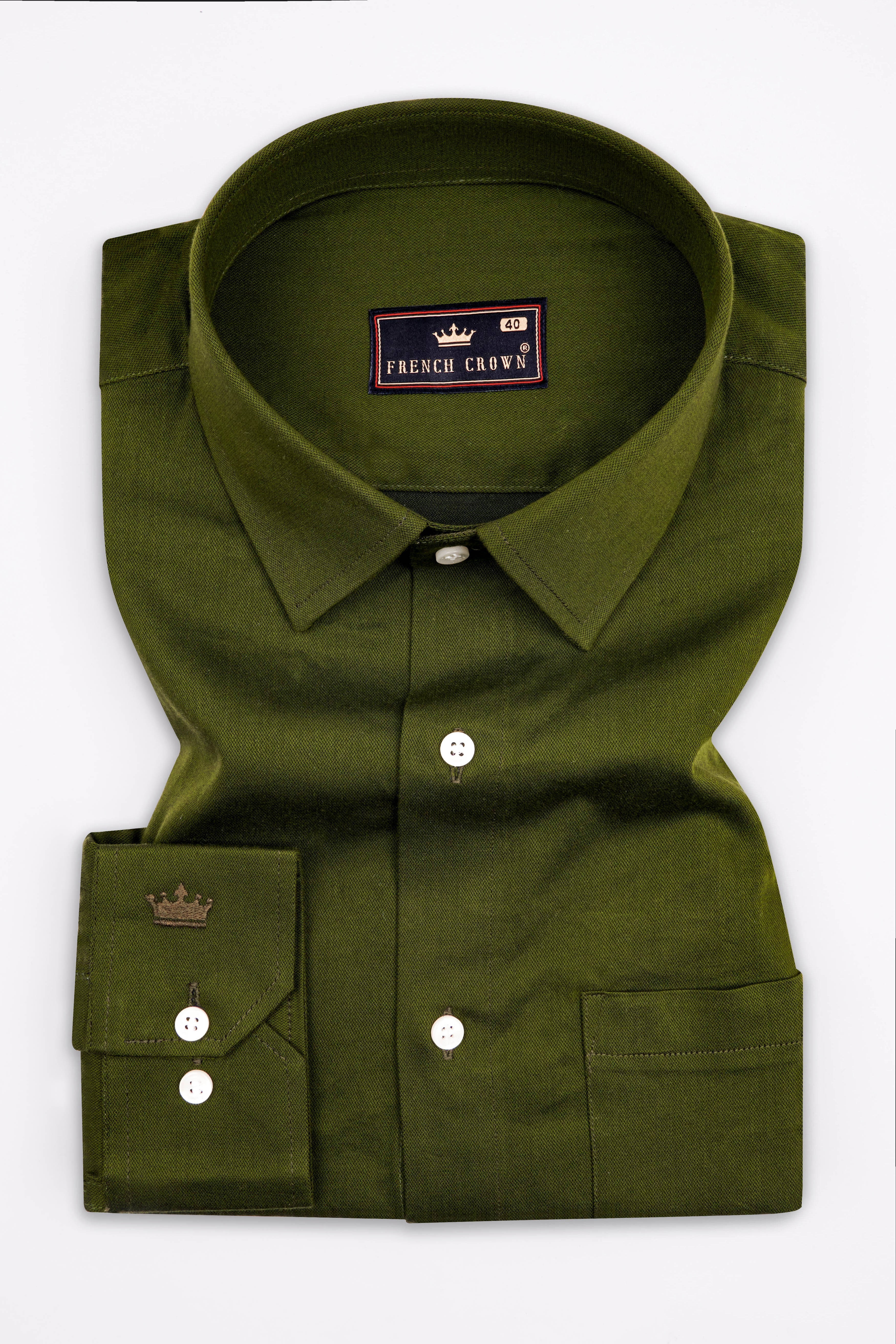 Thatch Green Two Tone Chambray Premium Cotton Shirt