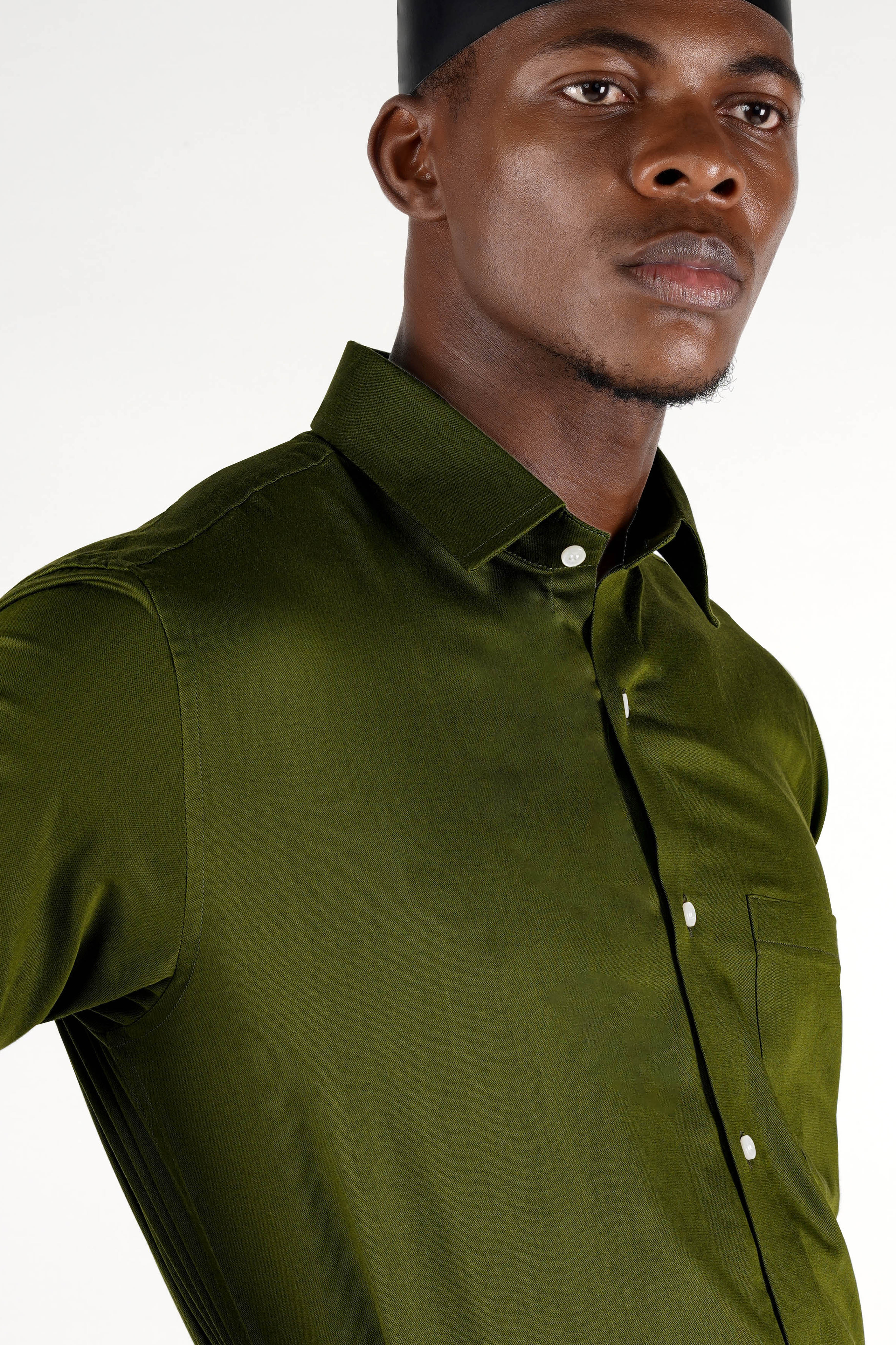 Thatch Green Two Tone Chambray Premium Cotton Shirt