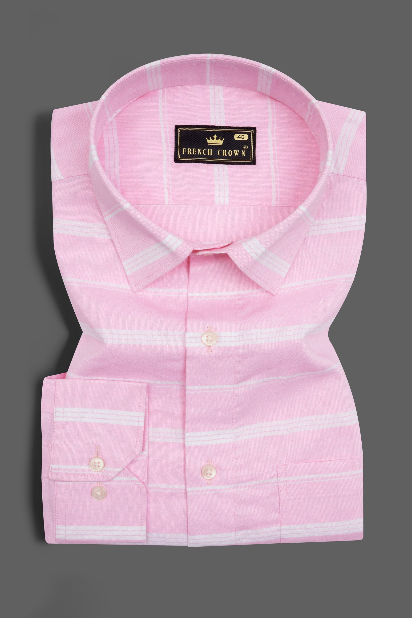 Thistle Pink with White Striped Royal Oxford Shirt