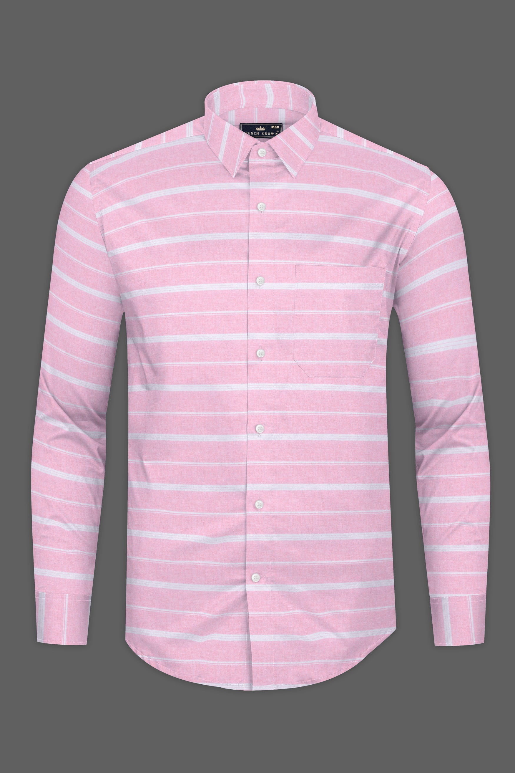 Thistle Pink with White Striped Royal Oxford Shirt