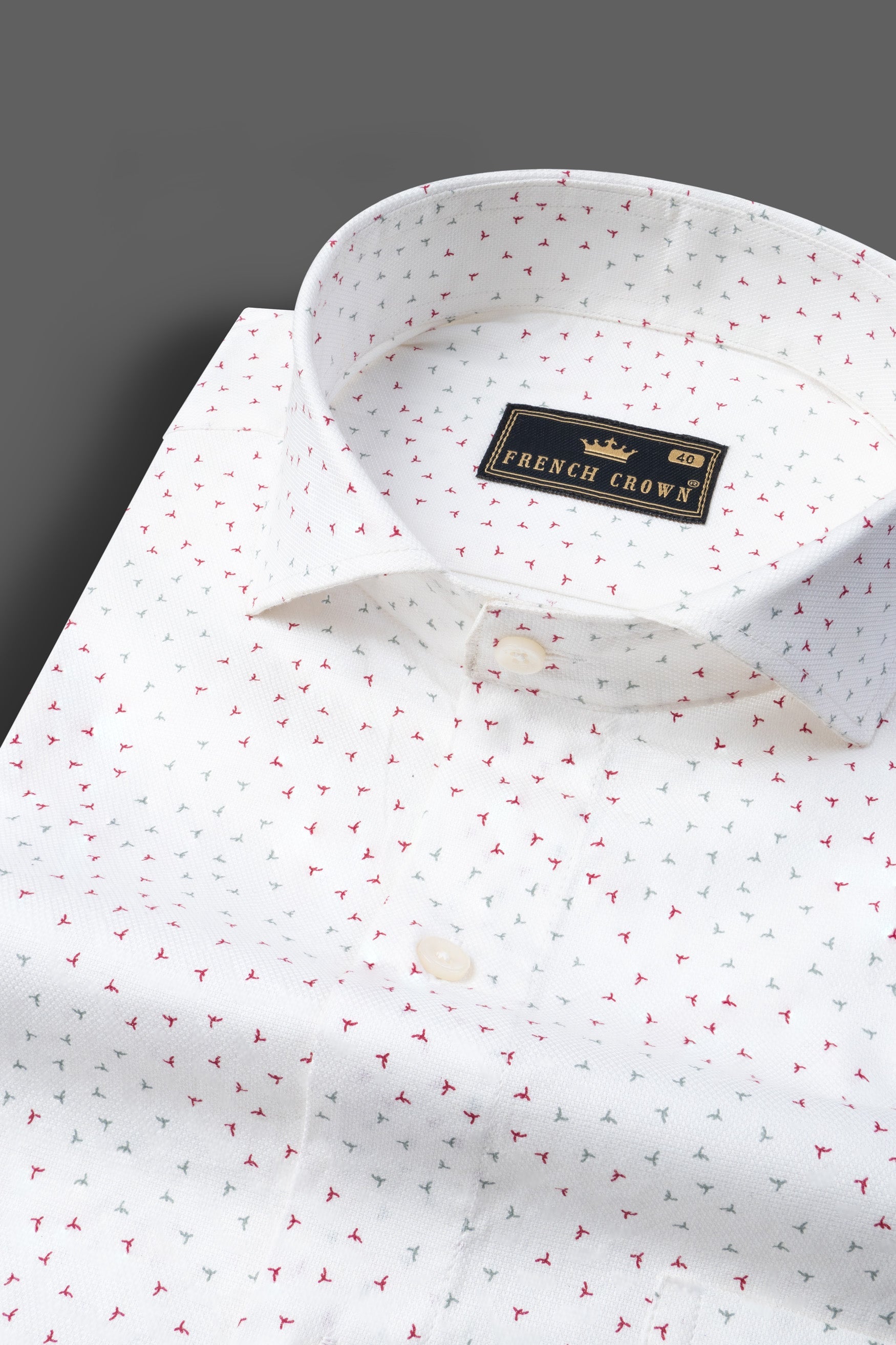 Bright White with Ditsy Dobby Textured Premium Giza Cotton Shirt