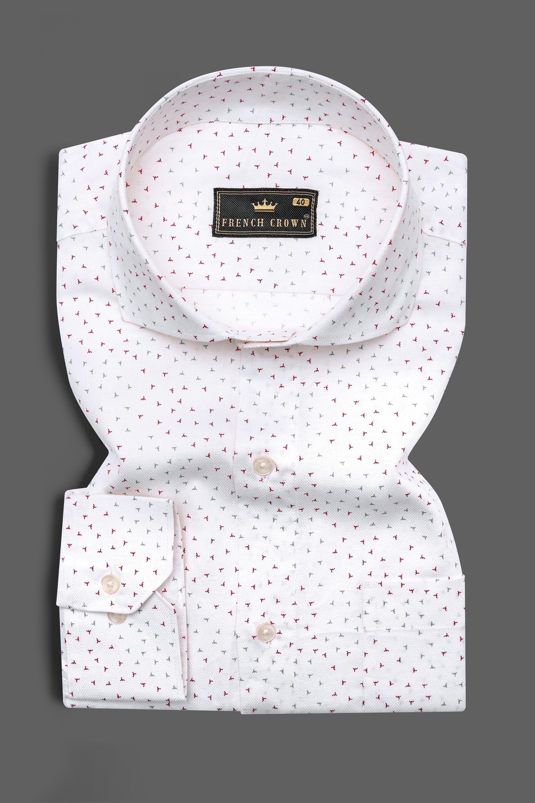 Bright White with Ditsy Dobby Textured Premium Giza Cotton Shirt