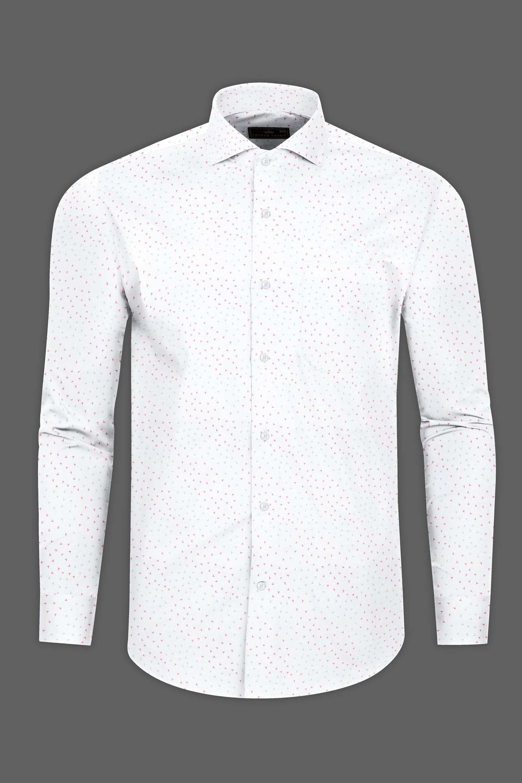 Bright White with Ditsy Dobby Textured Premium Giza Cotton Shirt