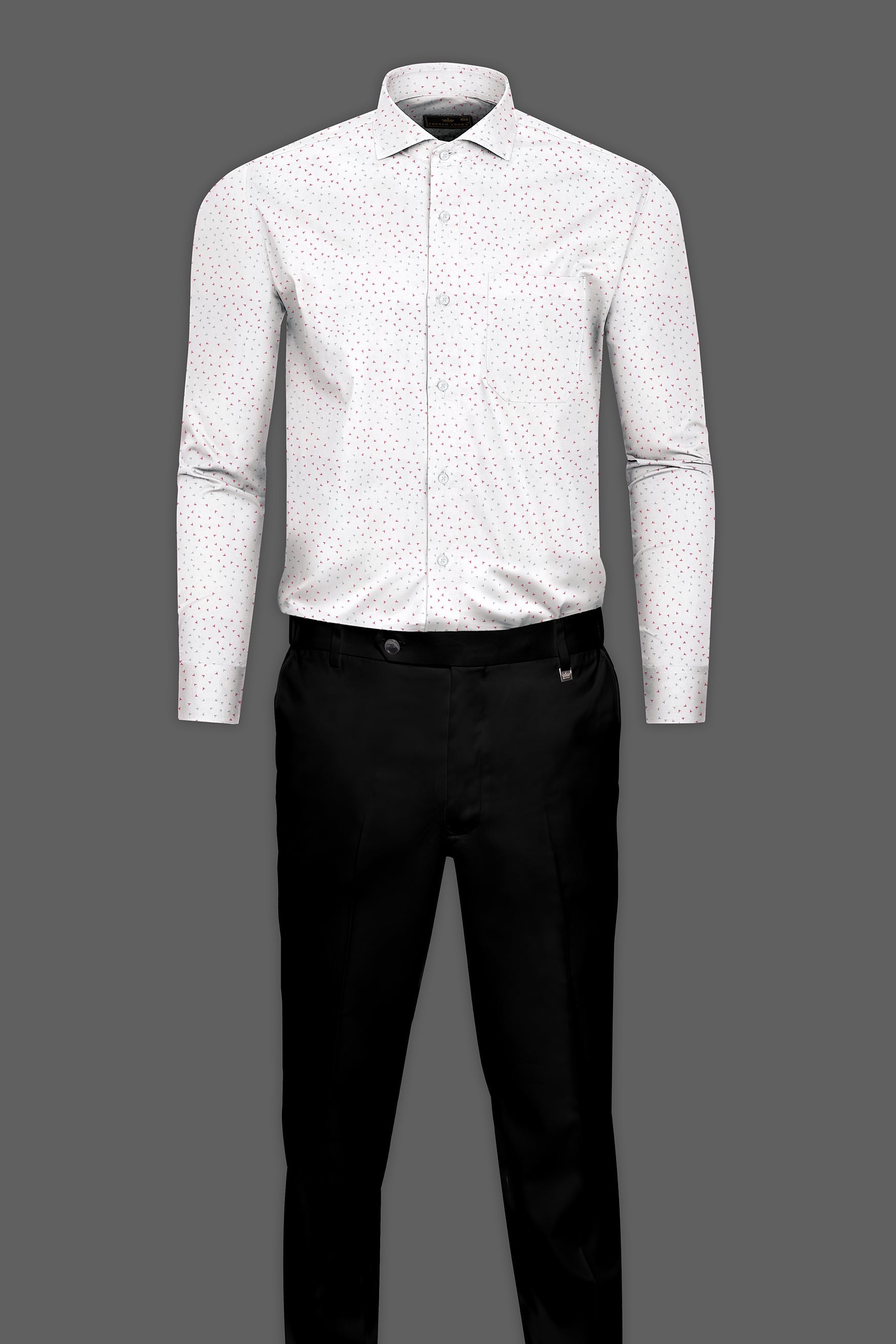 Bright White with Ditsy Dobby Textured Premium Giza Cotton Shirt