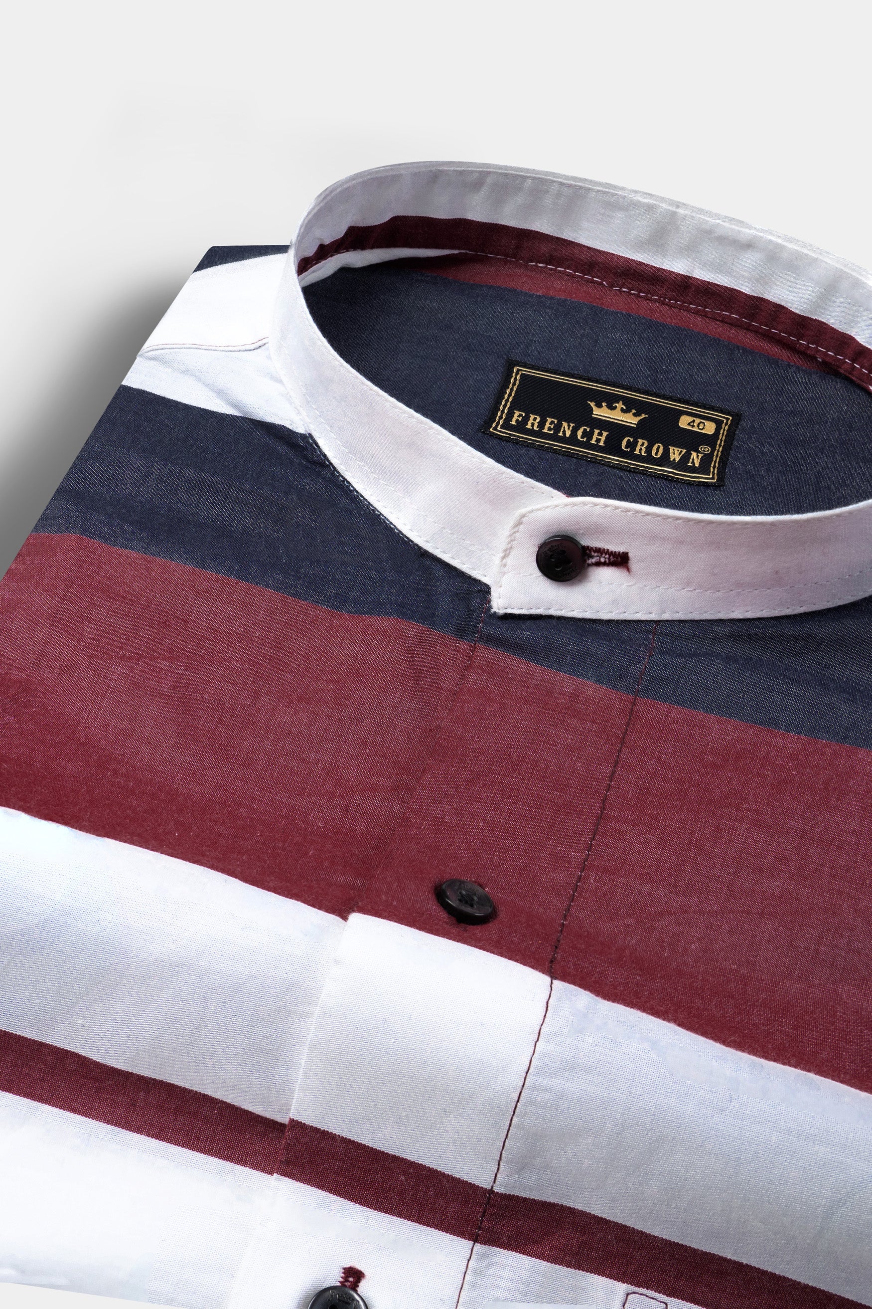 Mauve Red with White and Mirage Navy Blue Striped Super Soft Premium Cotton Shirt