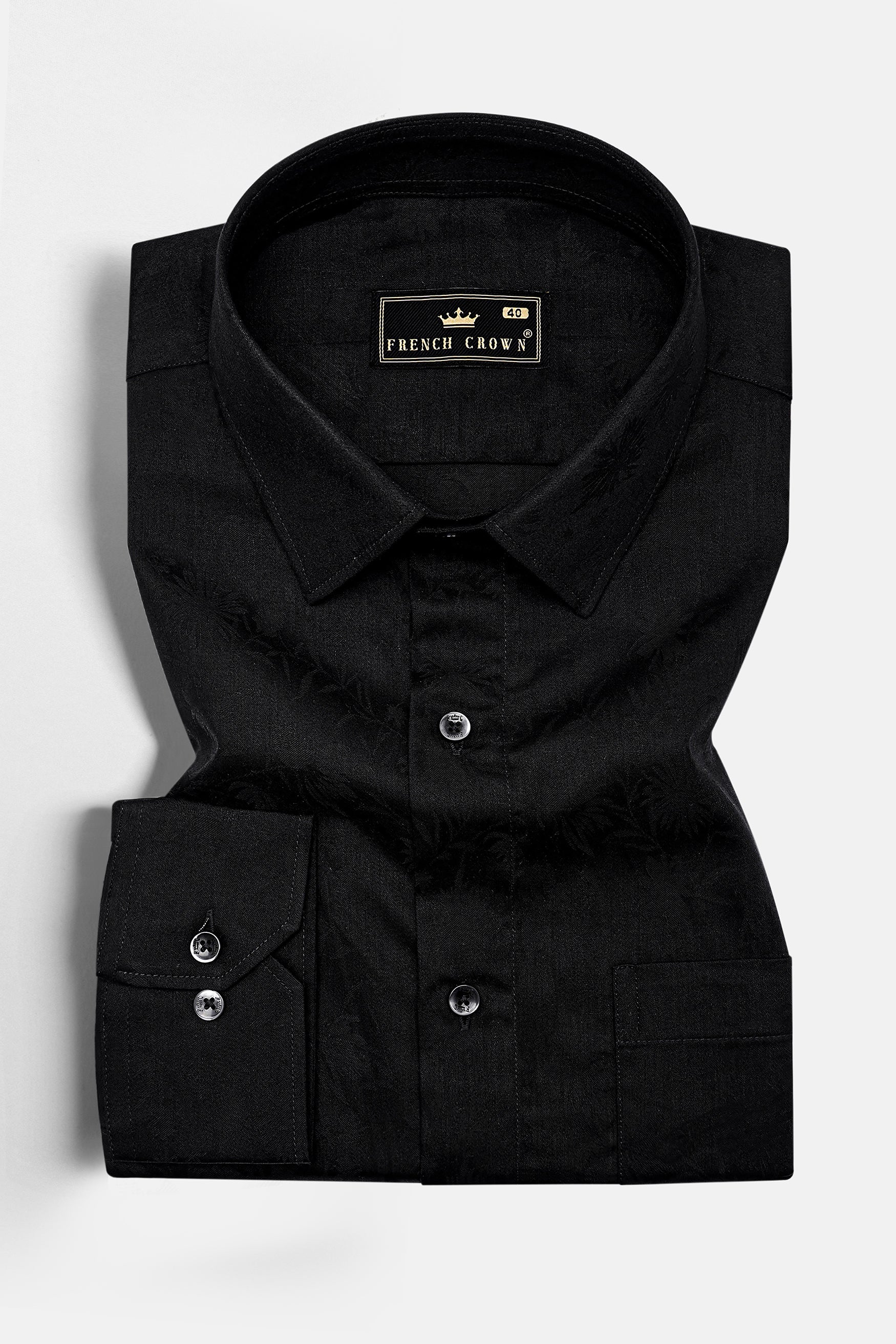 Jade Black Jacquard Textured Premium Giza Cotton Shirt