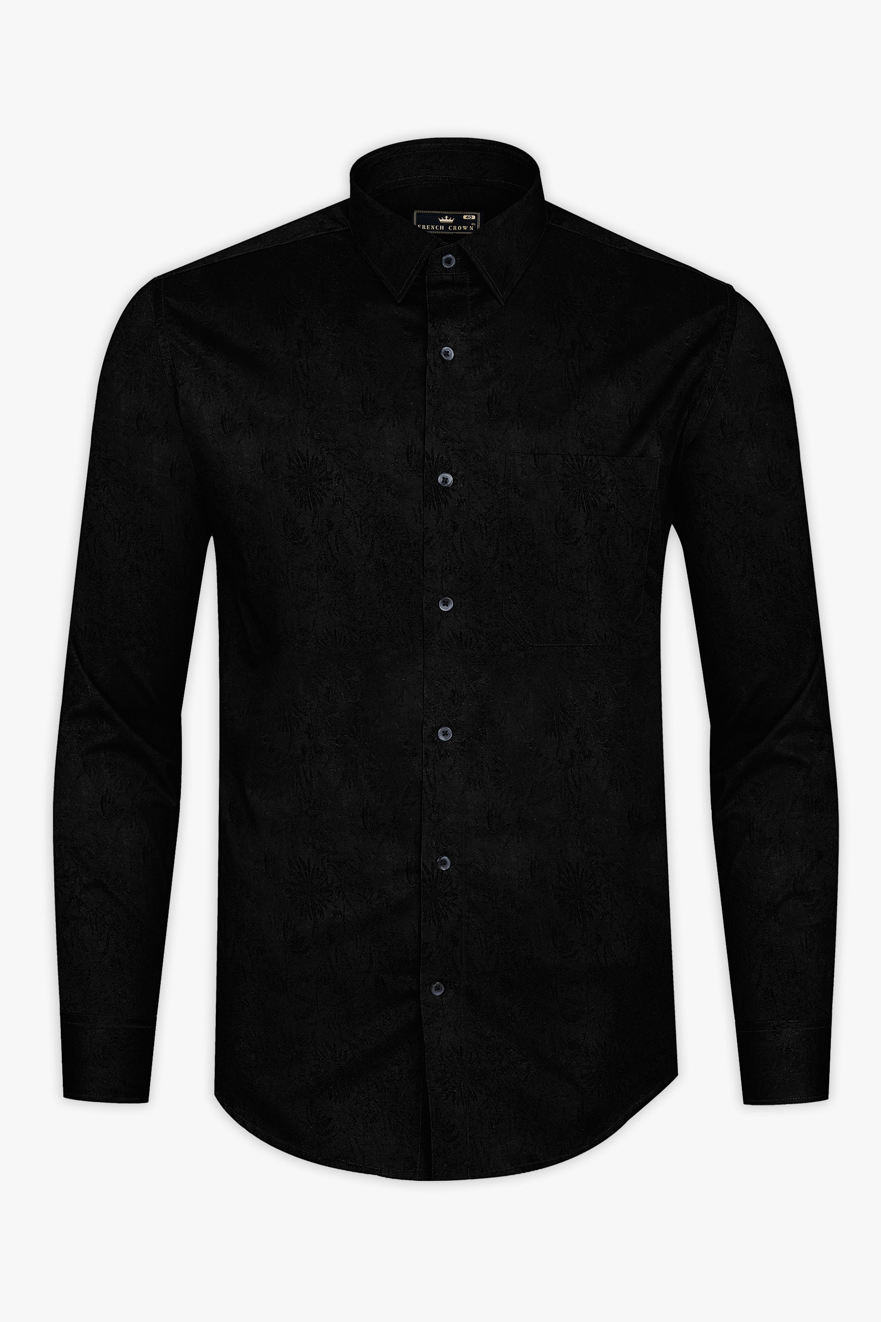 Jade Black Jacquard Textured Premium Giza Cotton Shirt