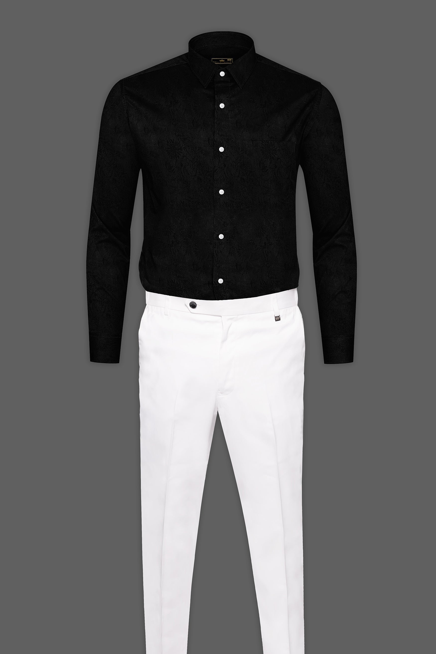 Jade Black Jacquard Textured Premium Giza Cotton Shirt