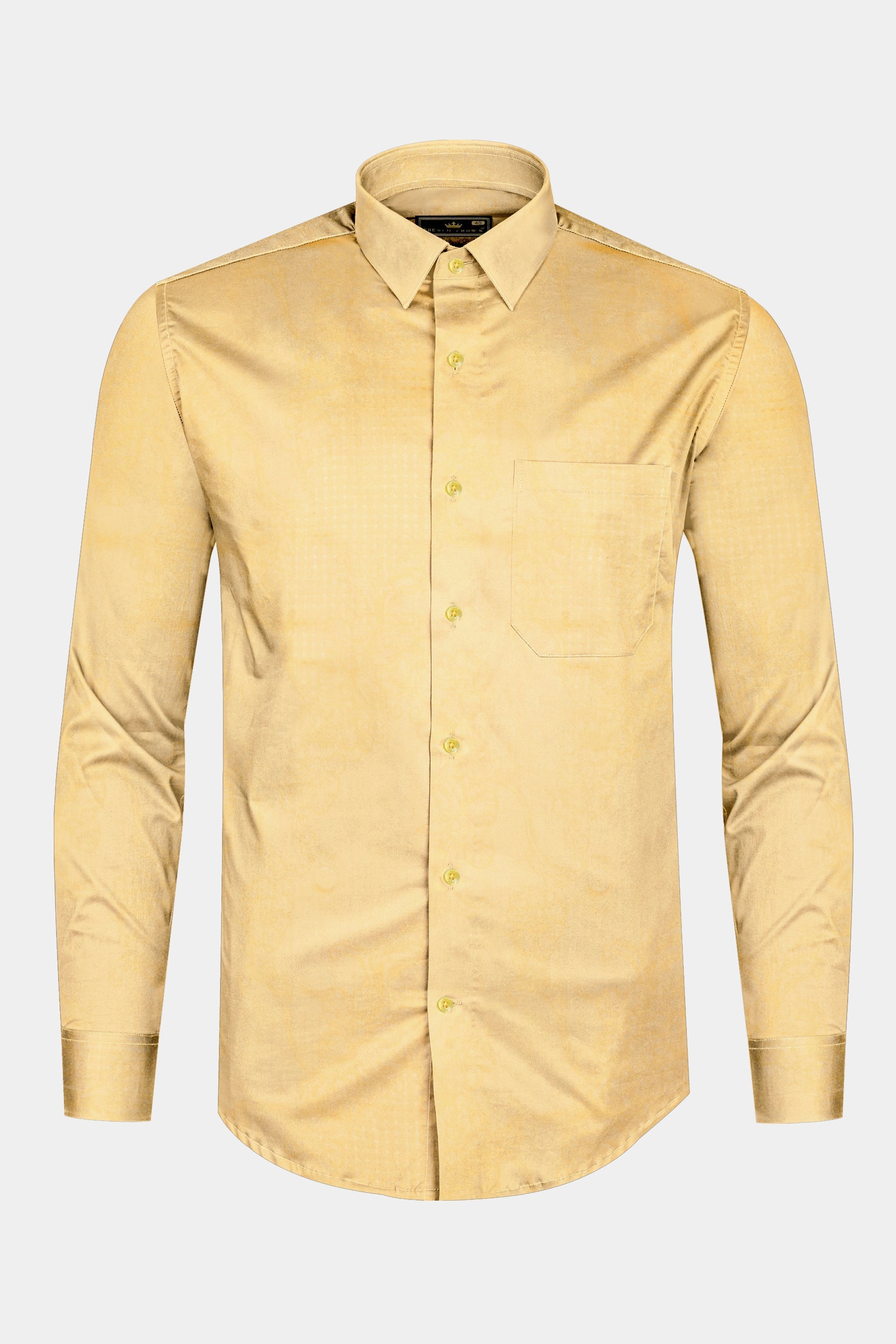 Tacao Yellow Jacquard Textured Premium Giza Cotton Shirt