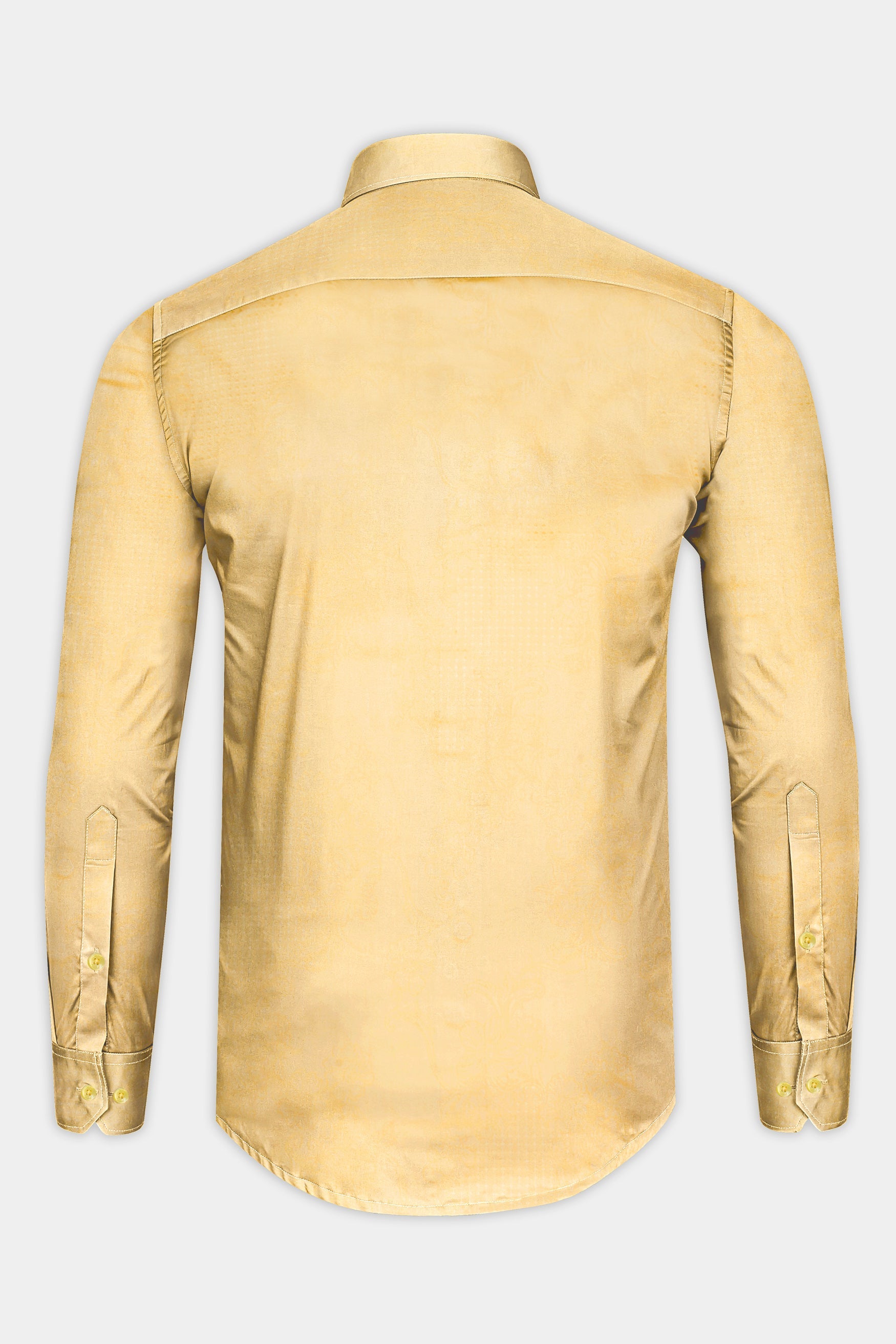 Tacao Yellow Jacquard Textured Premium Giza Cotton Shirt