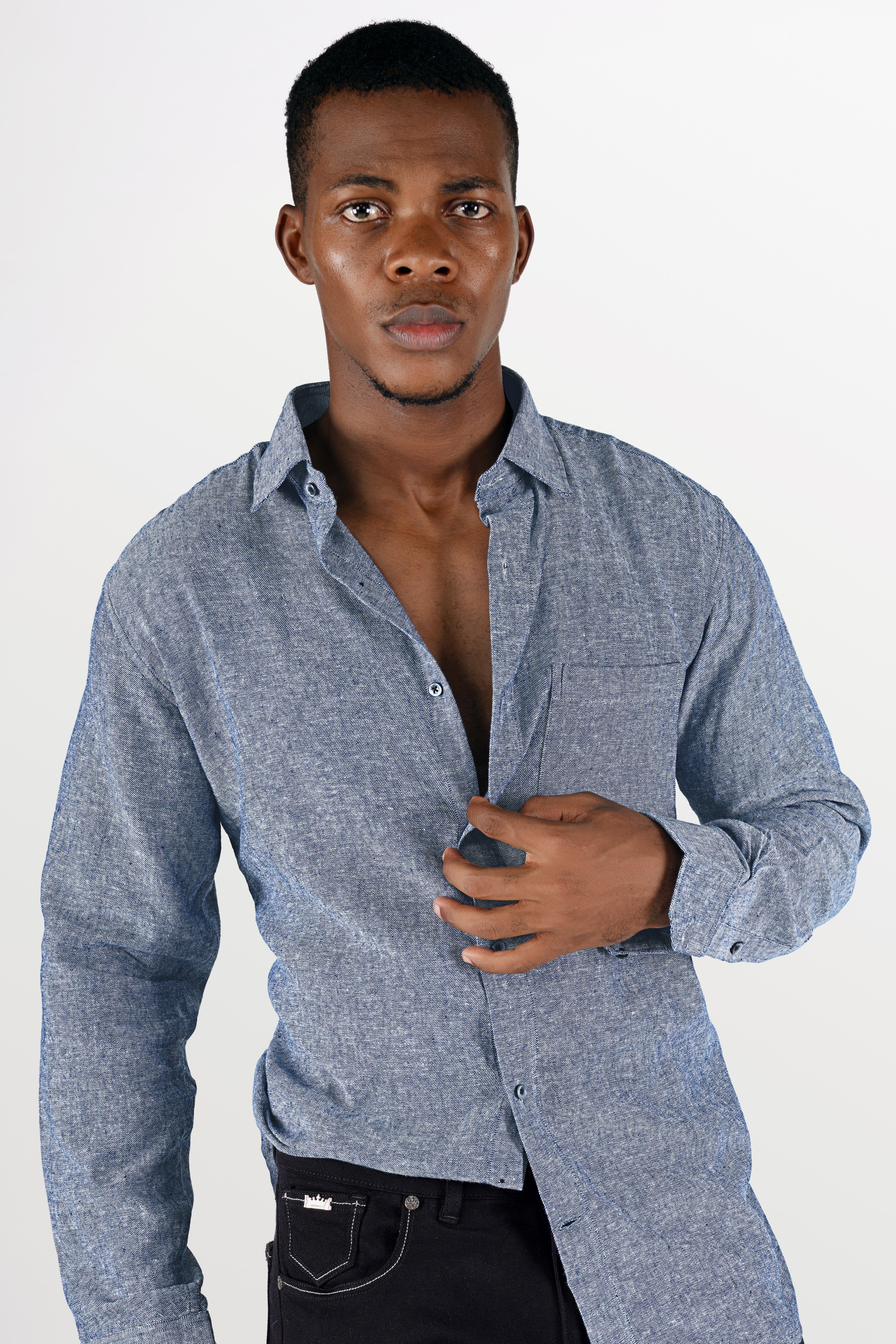 Venus Gray Luxurious Linen Shirt