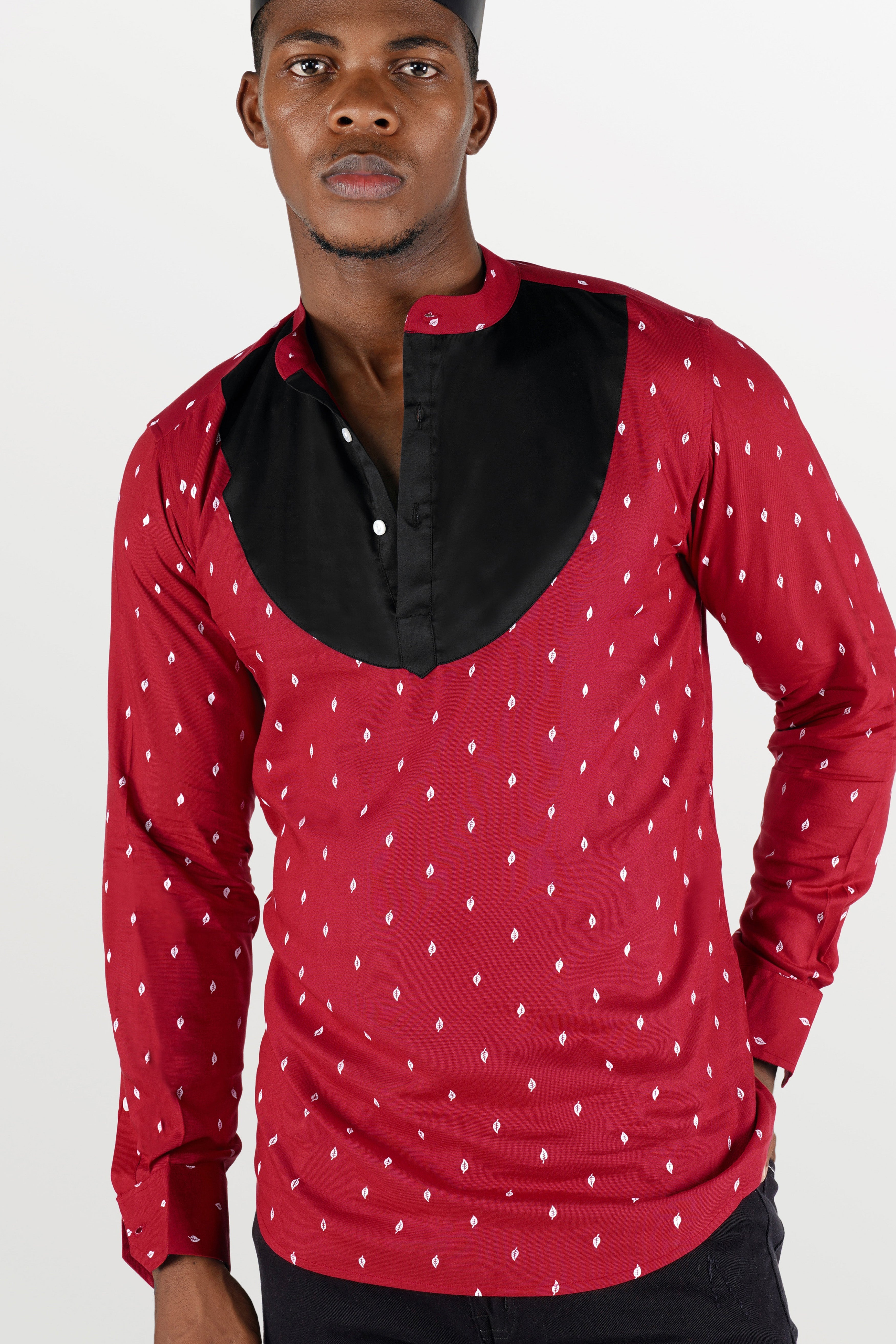 Cardinal Red and Black Premium Tencel Designer Shirt