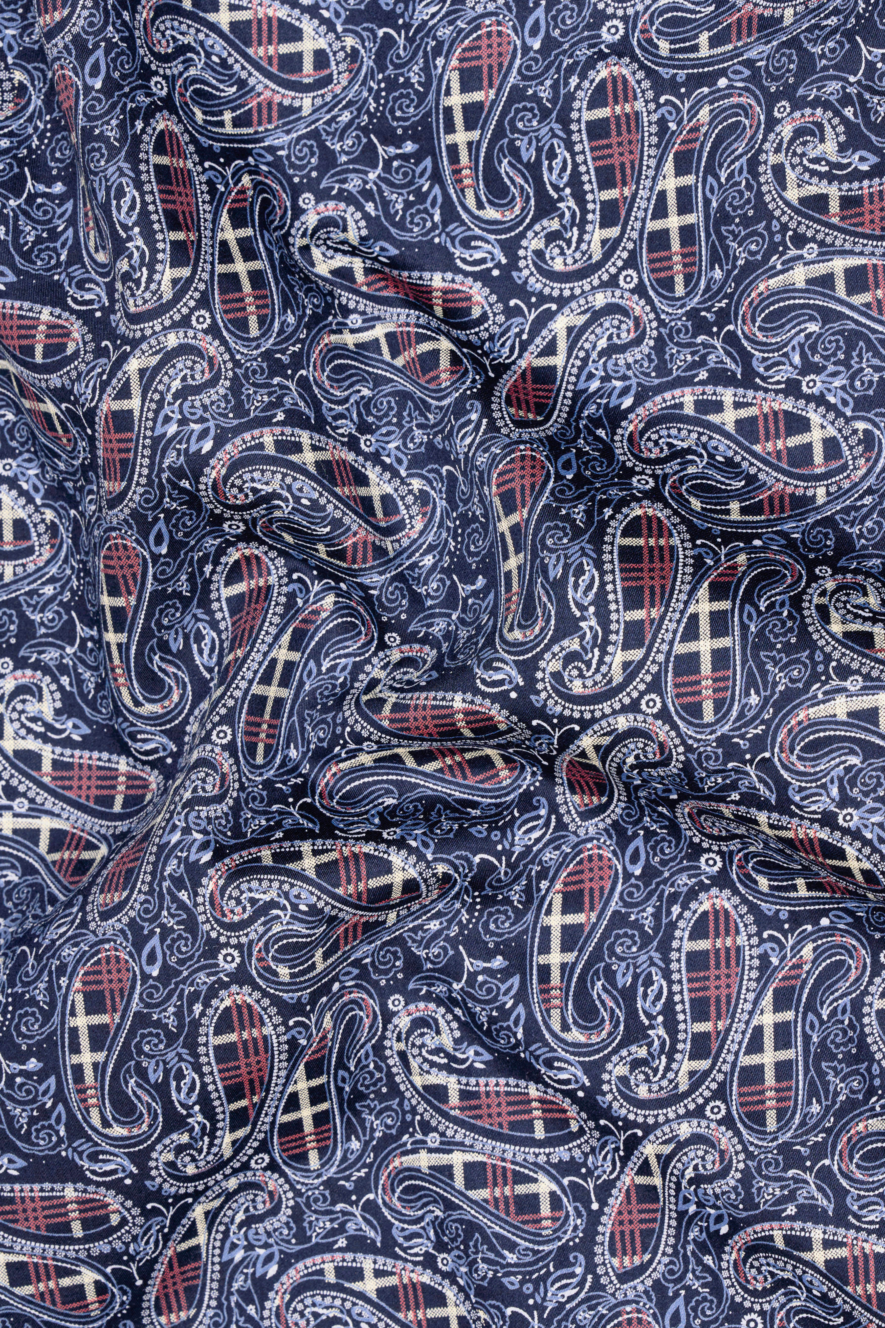 Firefly Blue with Multicolour Paisley Printed Super Soft Premium Cotton Shirt