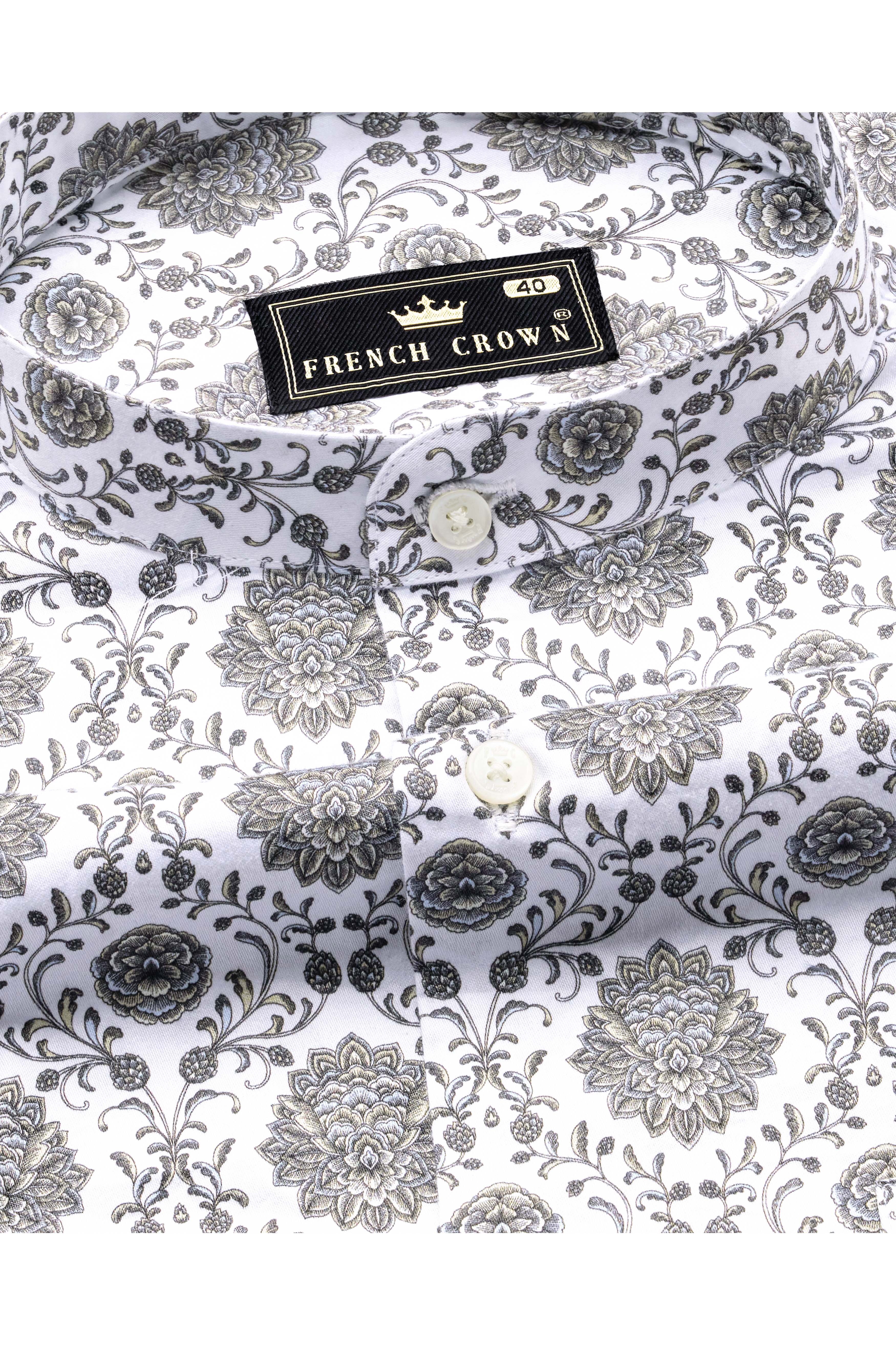 Bright White and Black Ethnic Printed Super Soft Premium Cotton Shirt