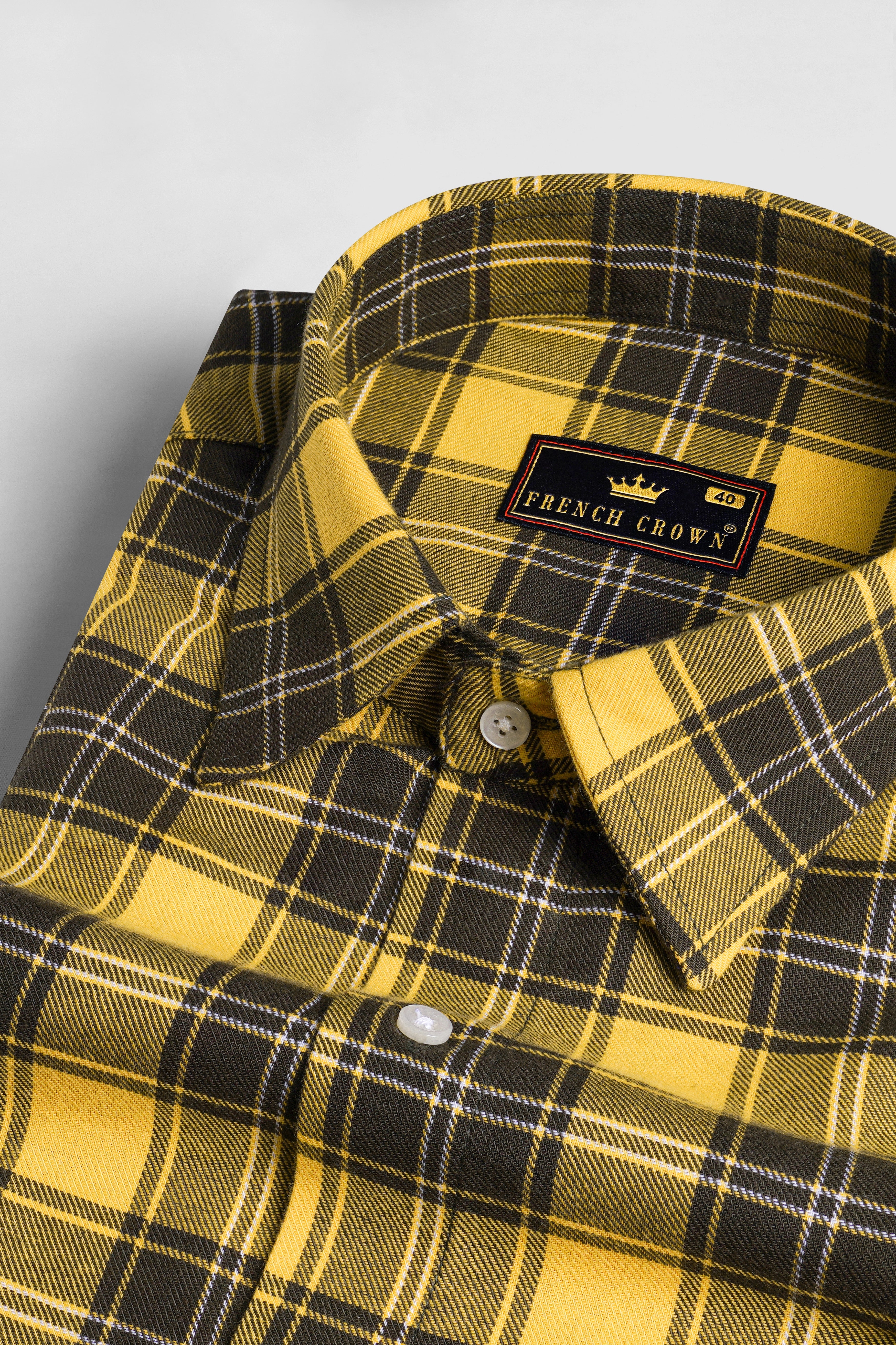 Straw Yellow with Waiouru Green Twill Checkered Premium Cotton Shirt 10291-38, 10291-H-38, 10291-39, 10291-H-39, 10291-40, 10291-H-40, 10291-42, 10291-H-42, 10291-44, 10291-H-44, 10291-46, 10291-H-46, 10291-48, 10291-H-48, 10291-50, 10291-H-50, 10291-52, 10291-H-52