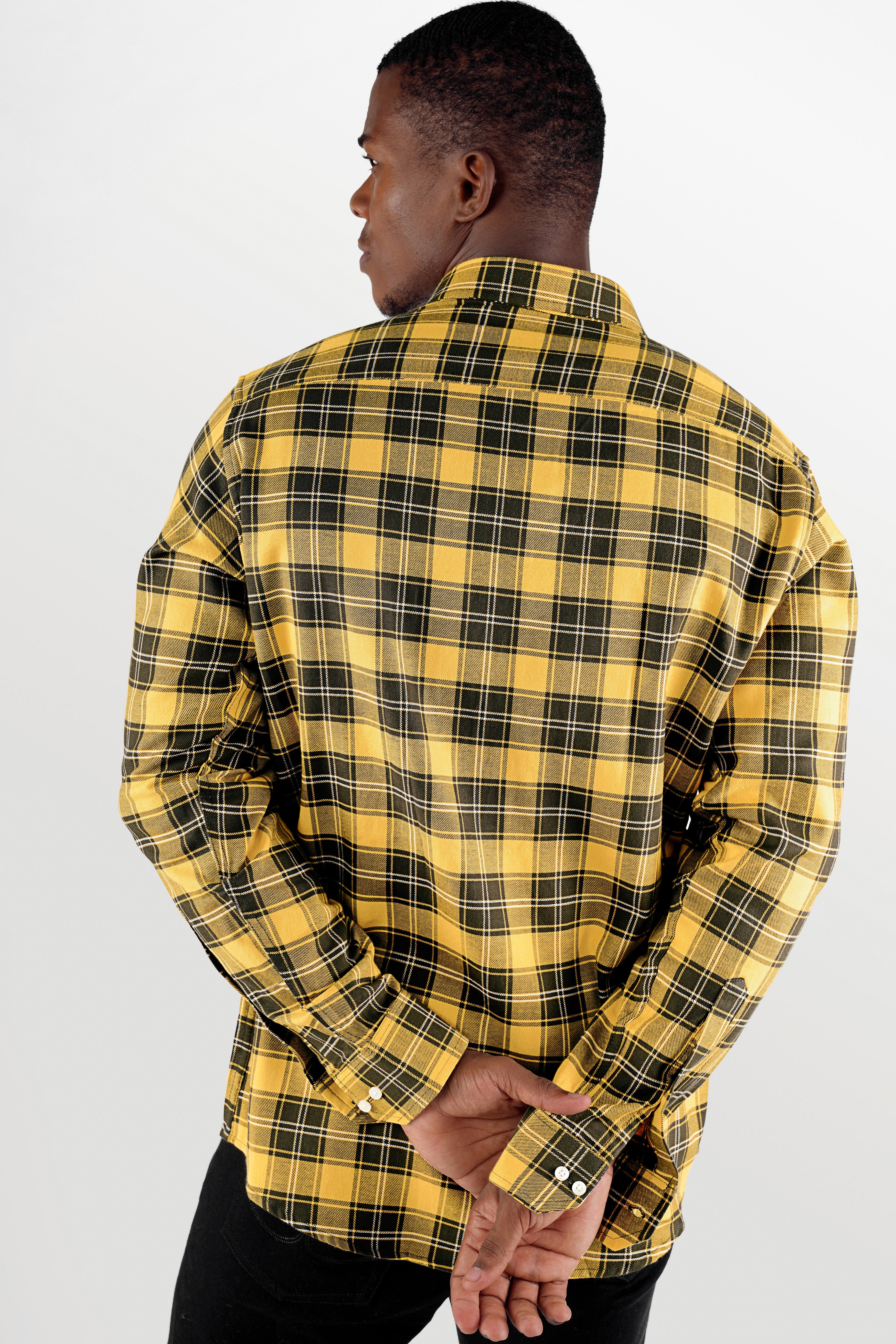 Straw Yellow with Waiouru Green Twill Checkered Premium Cotton Shirt 10291-38, 10291-H-38, 10291-39, 10291-H-39, 10291-40, 10291-H-40, 10291-42, 10291-H-42, 10291-44, 10291-H-44, 10291-46, 10291-H-46, 10291-48, 10291-H-48, 10291-50, 10291-H-50, 10291-52, 10291-H-52