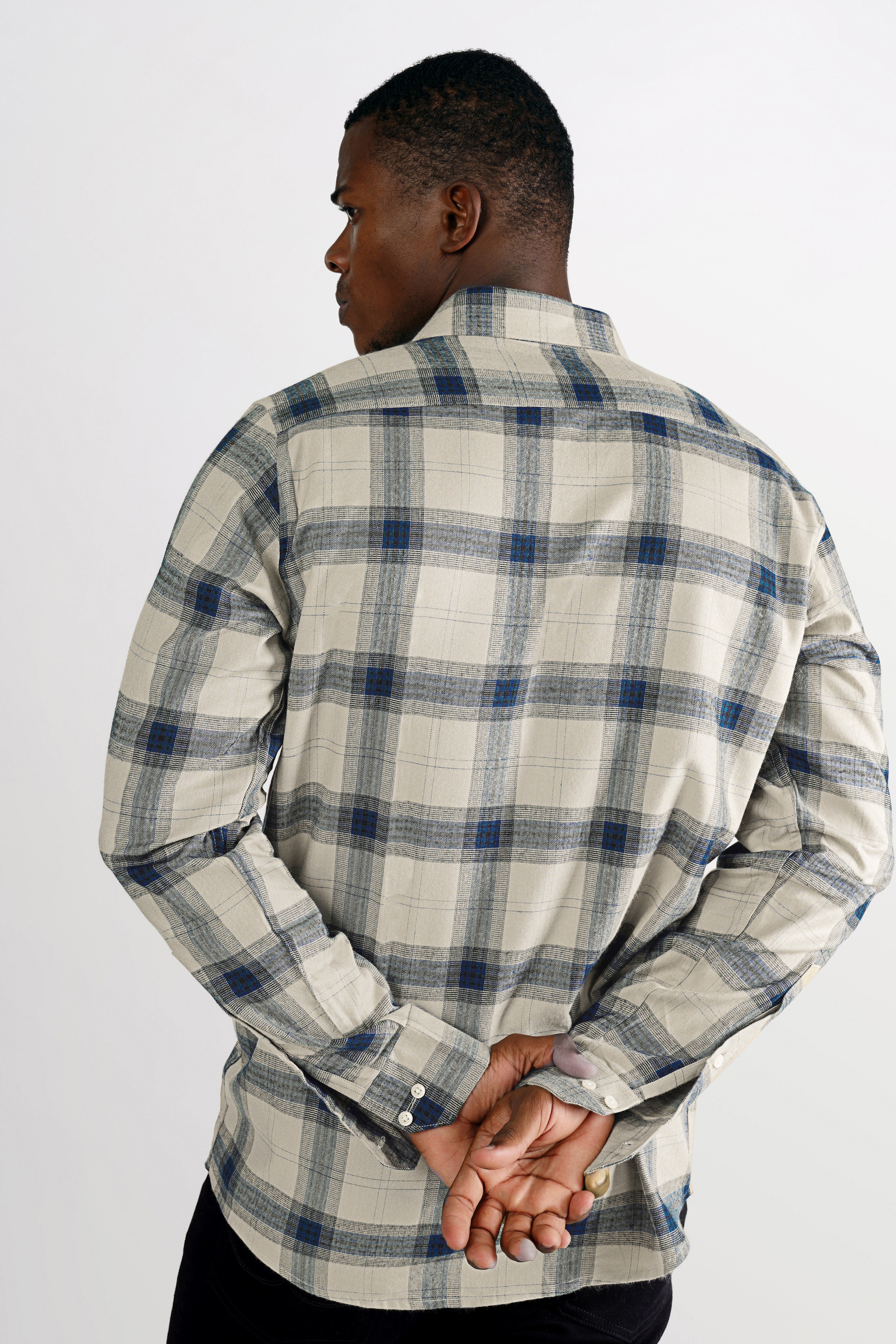 Cloud Brown and Viridian Green Checkered Herringbone Shirt