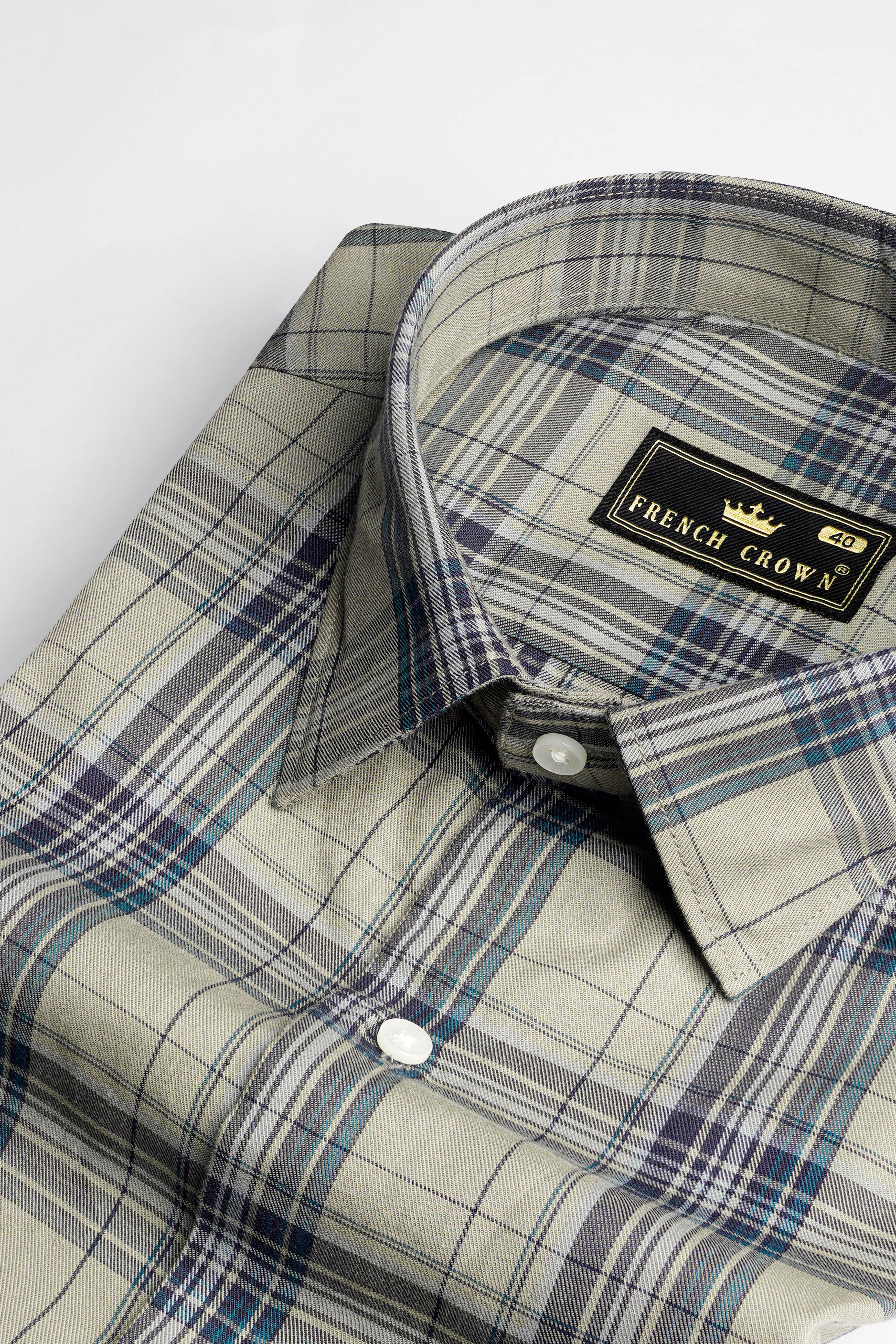 Nobel Gray Twill Plaid Premium Cotton Shirt