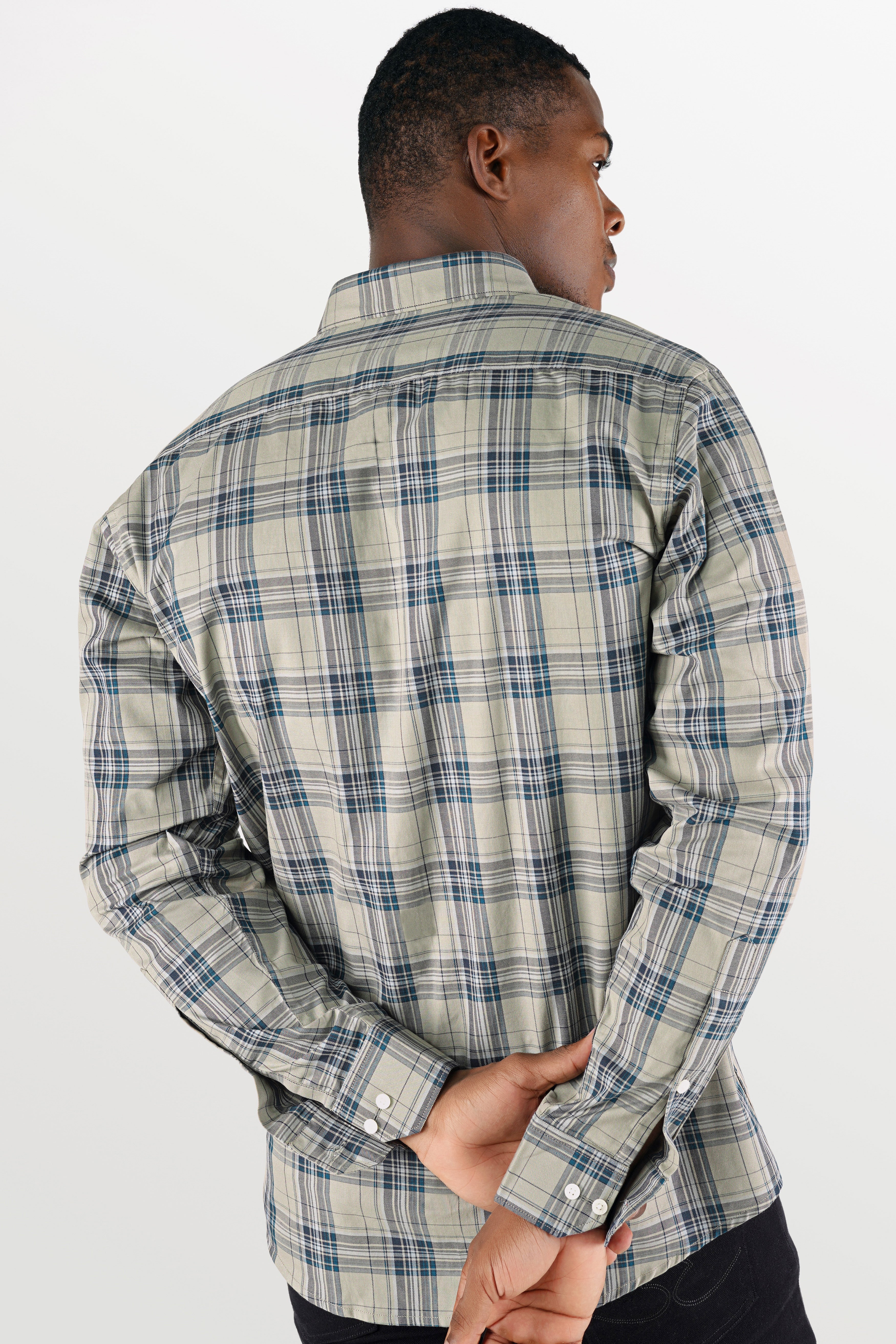 Nobel Gray Twill Plaid Premium Cotton Shirt