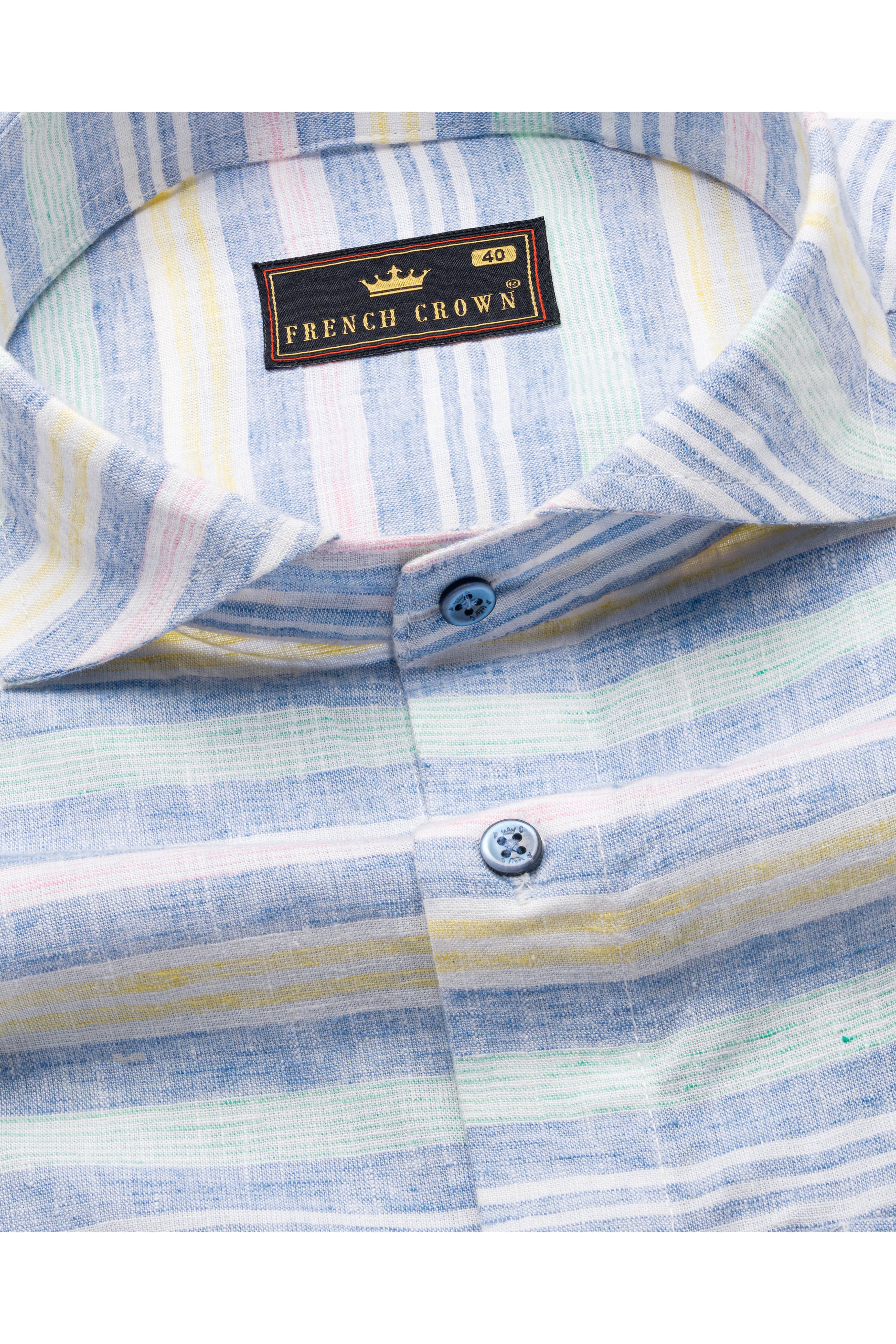 Wistful Blue with Marzipan Yellow Striped Chambray Shirt