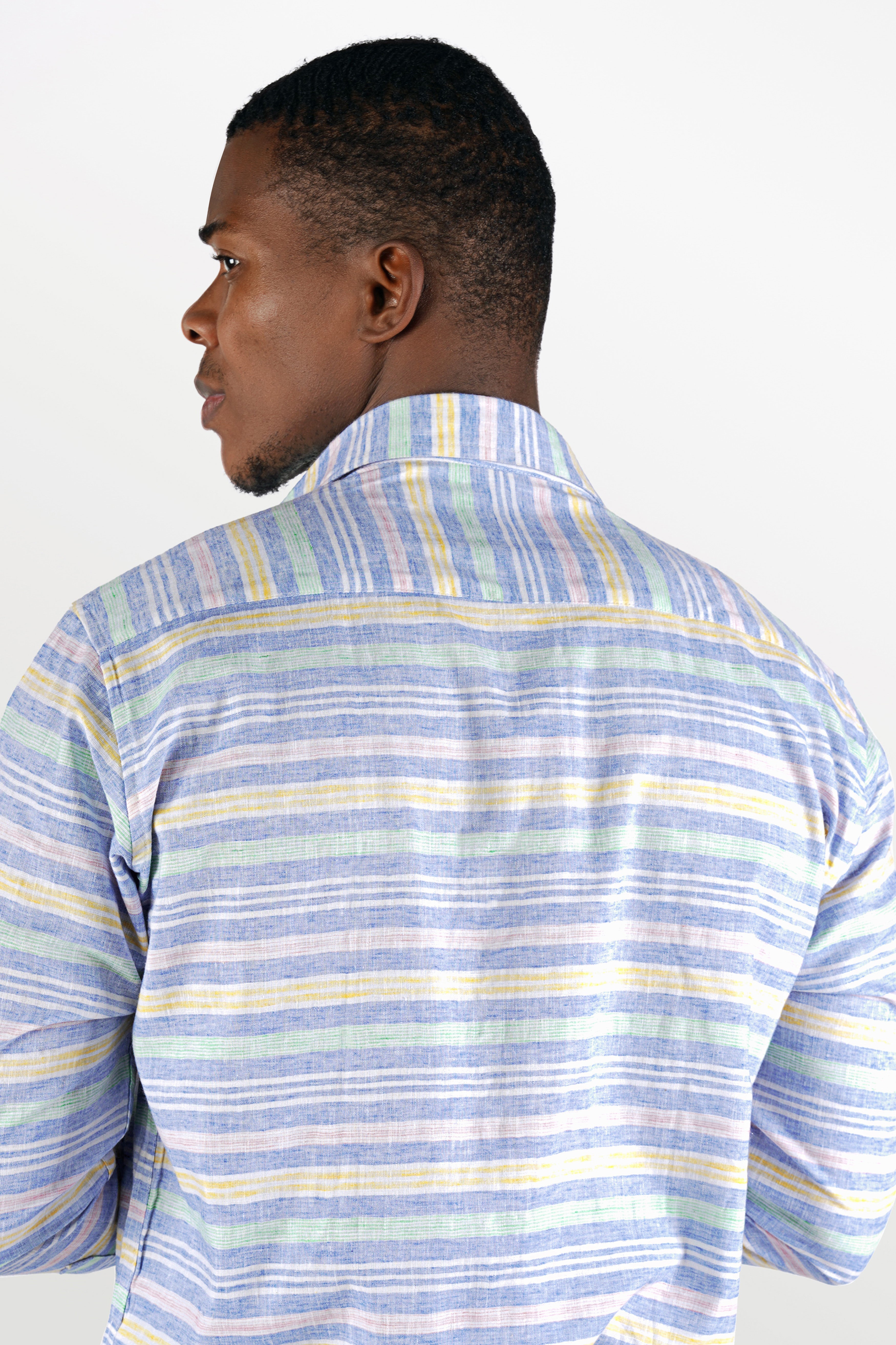 Wistful Blue with Marzipan Yellow Striped Chambray Shirt