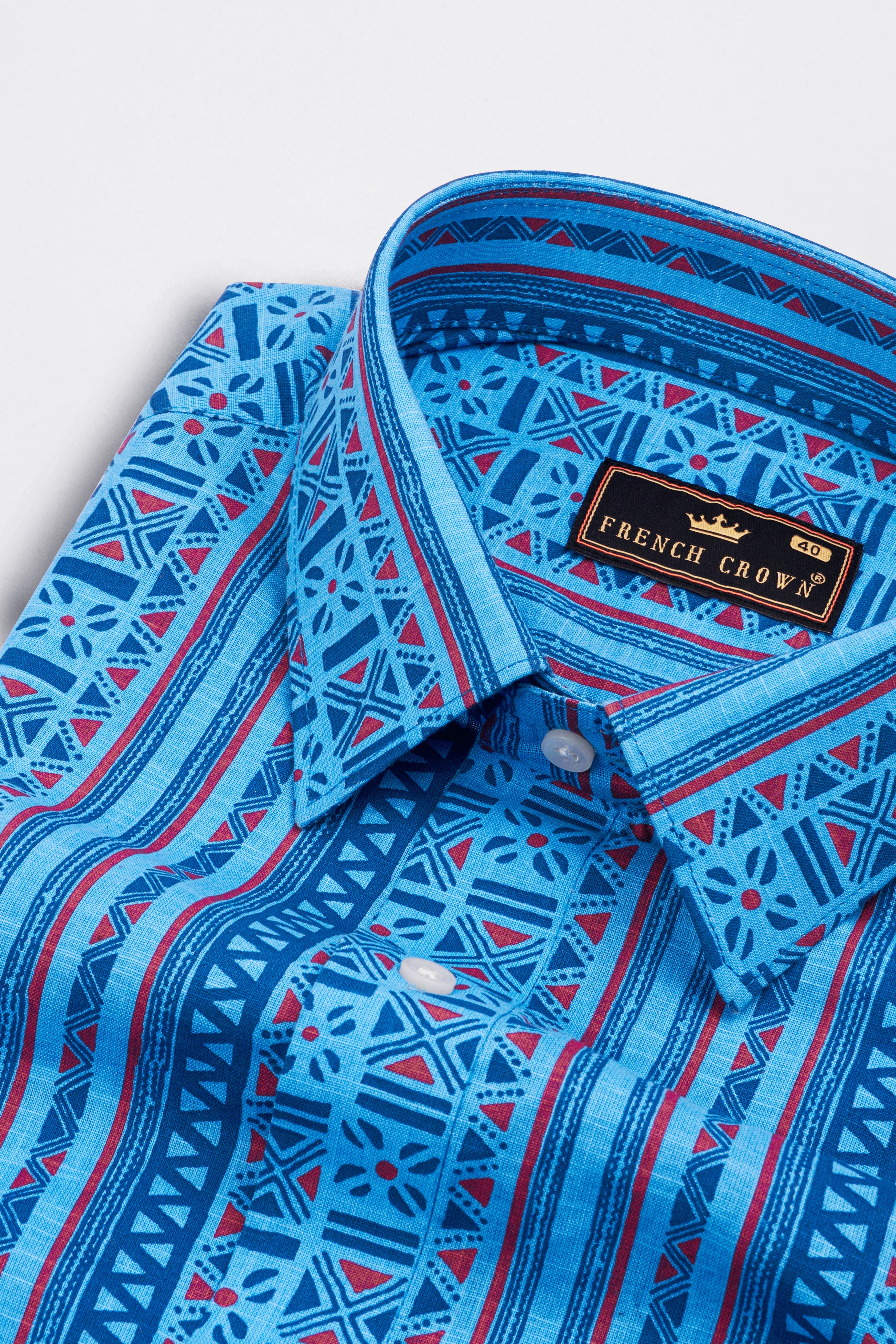 Havelock Blue Printed Luxurious Linen Shirt