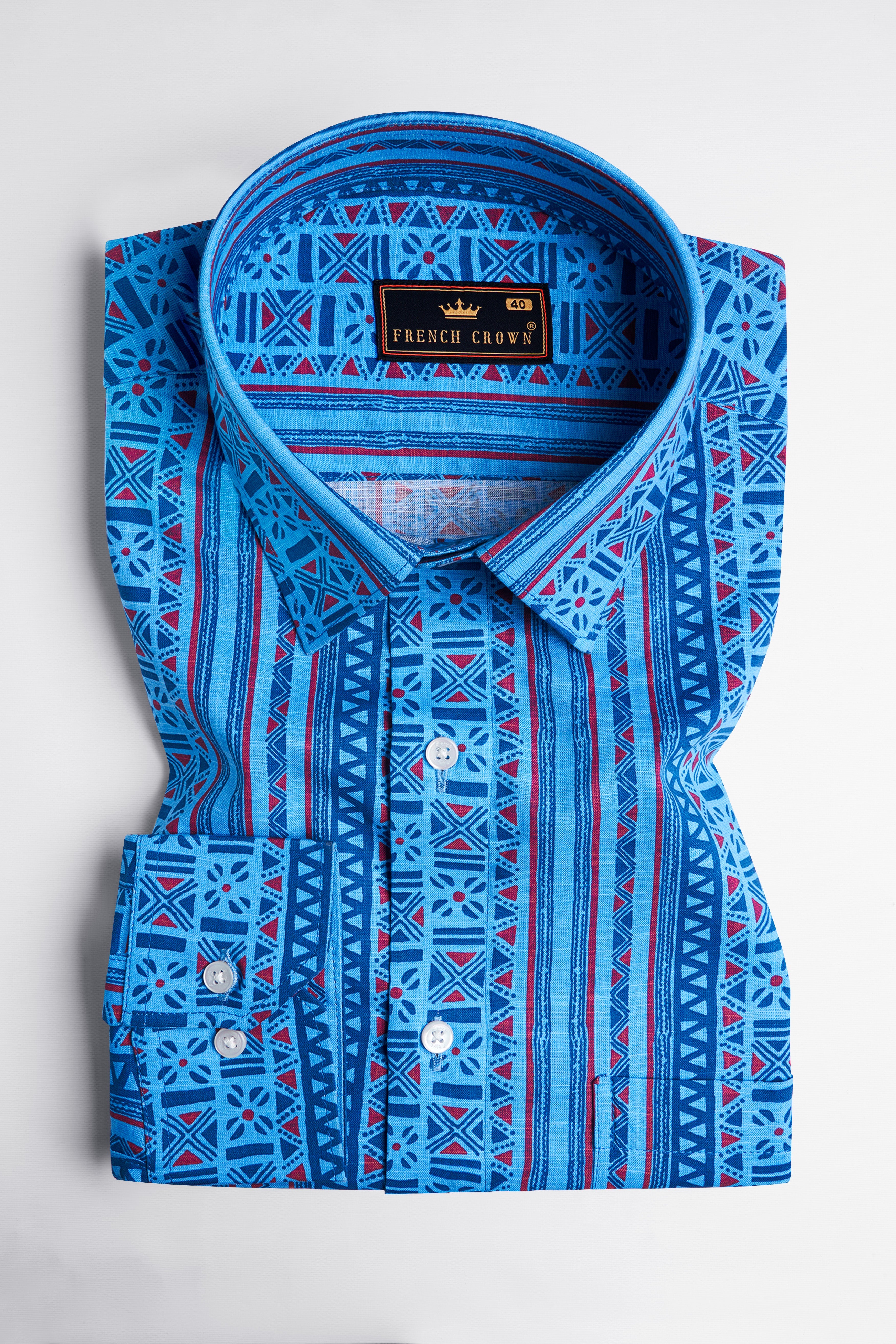 Havelock Blue Printed Luxurious Linen Shirt