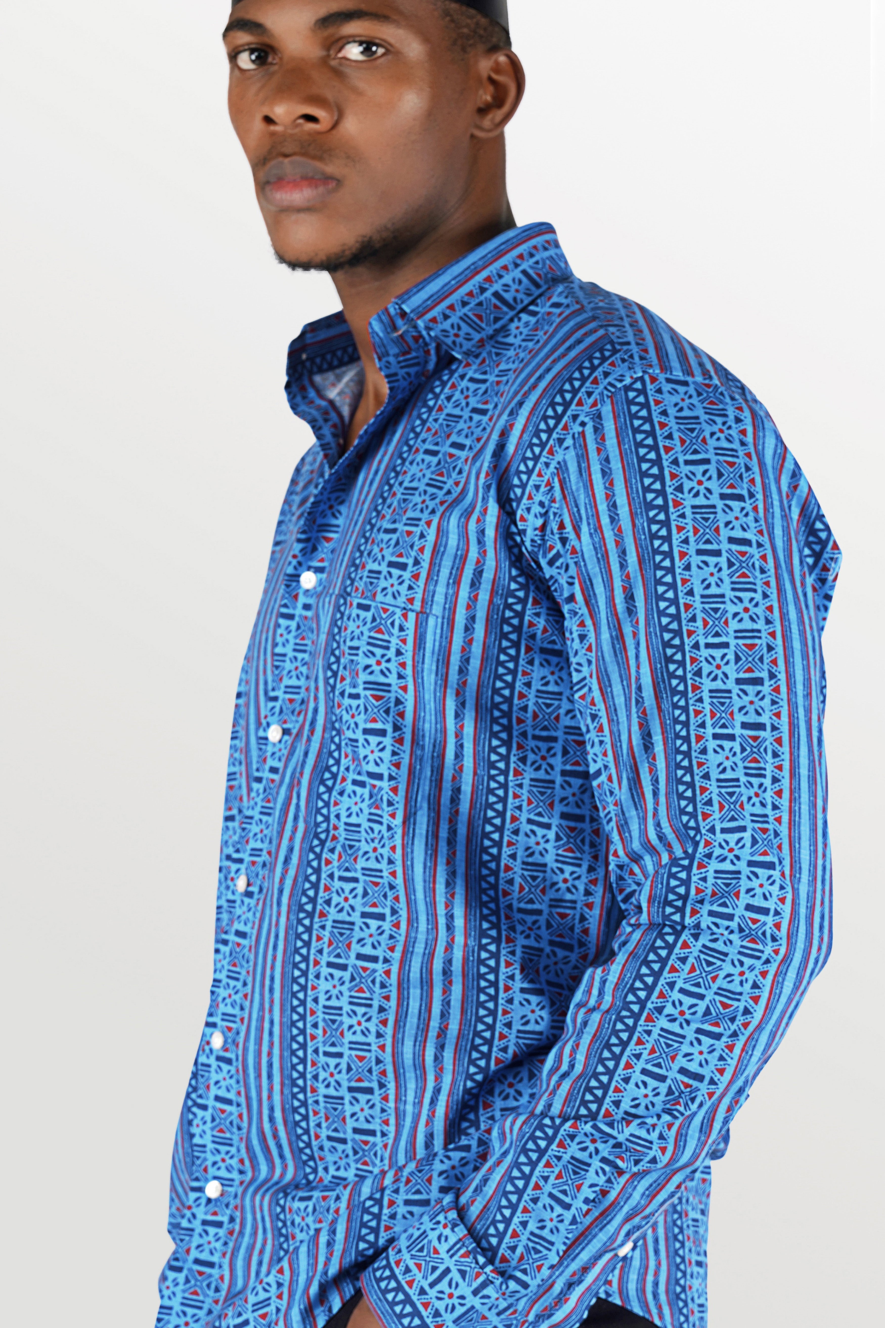 Havelock Blue Printed Luxurious Linen Shirt