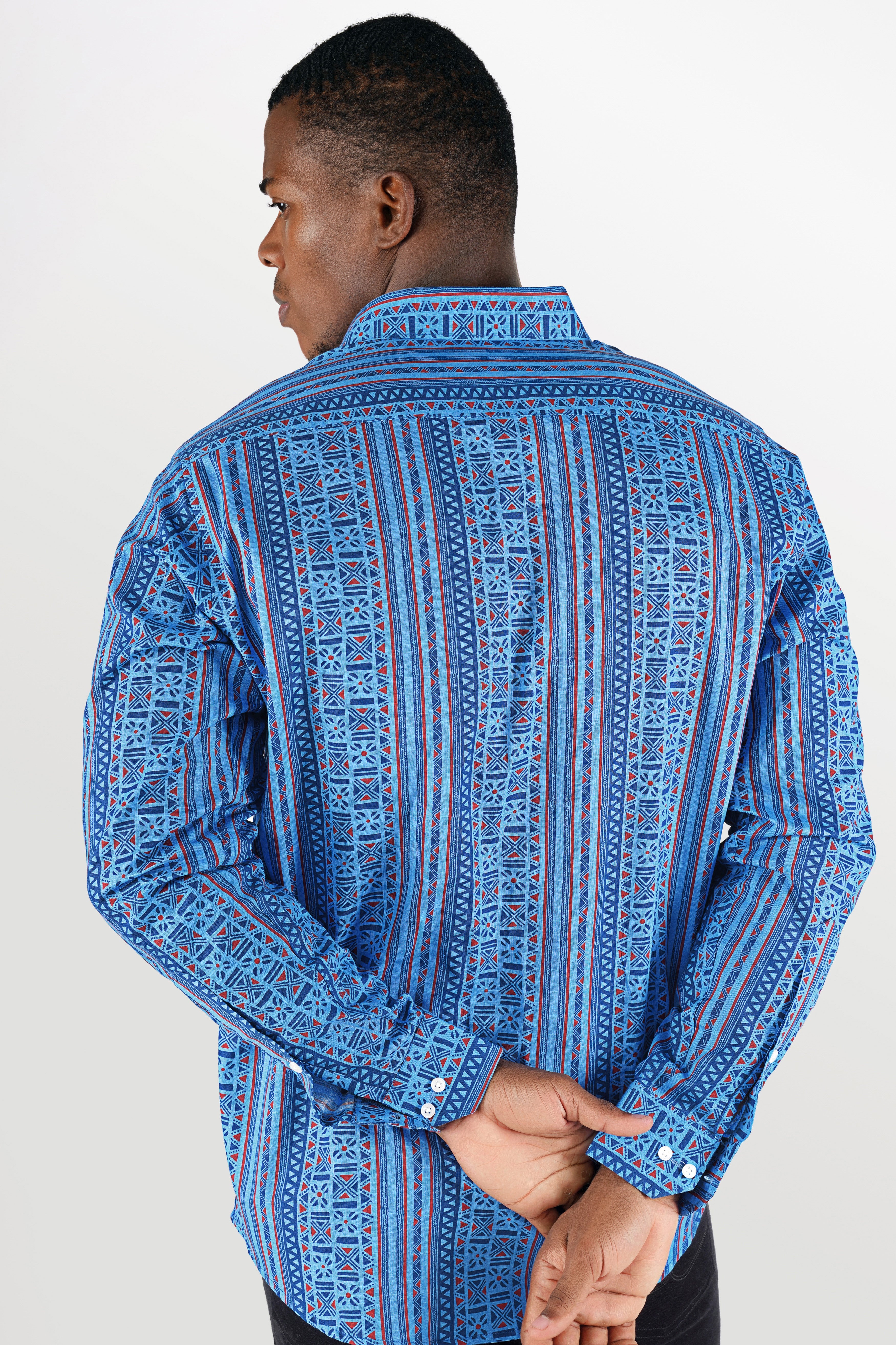 Havelock Blue Printed Luxurious Linen Shirt