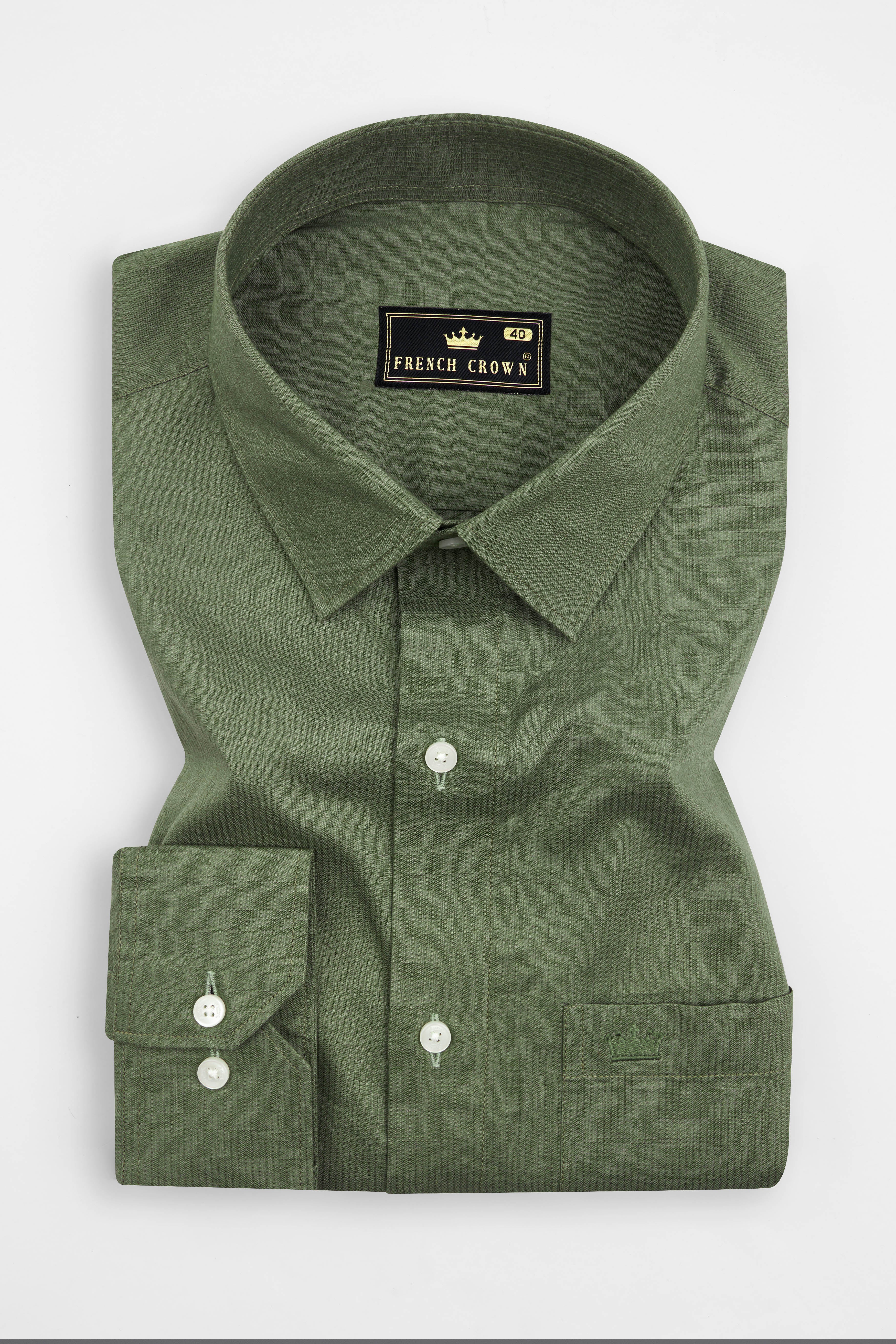 Cactus Green Dobby Textured Premium Giza Cotton Shirt