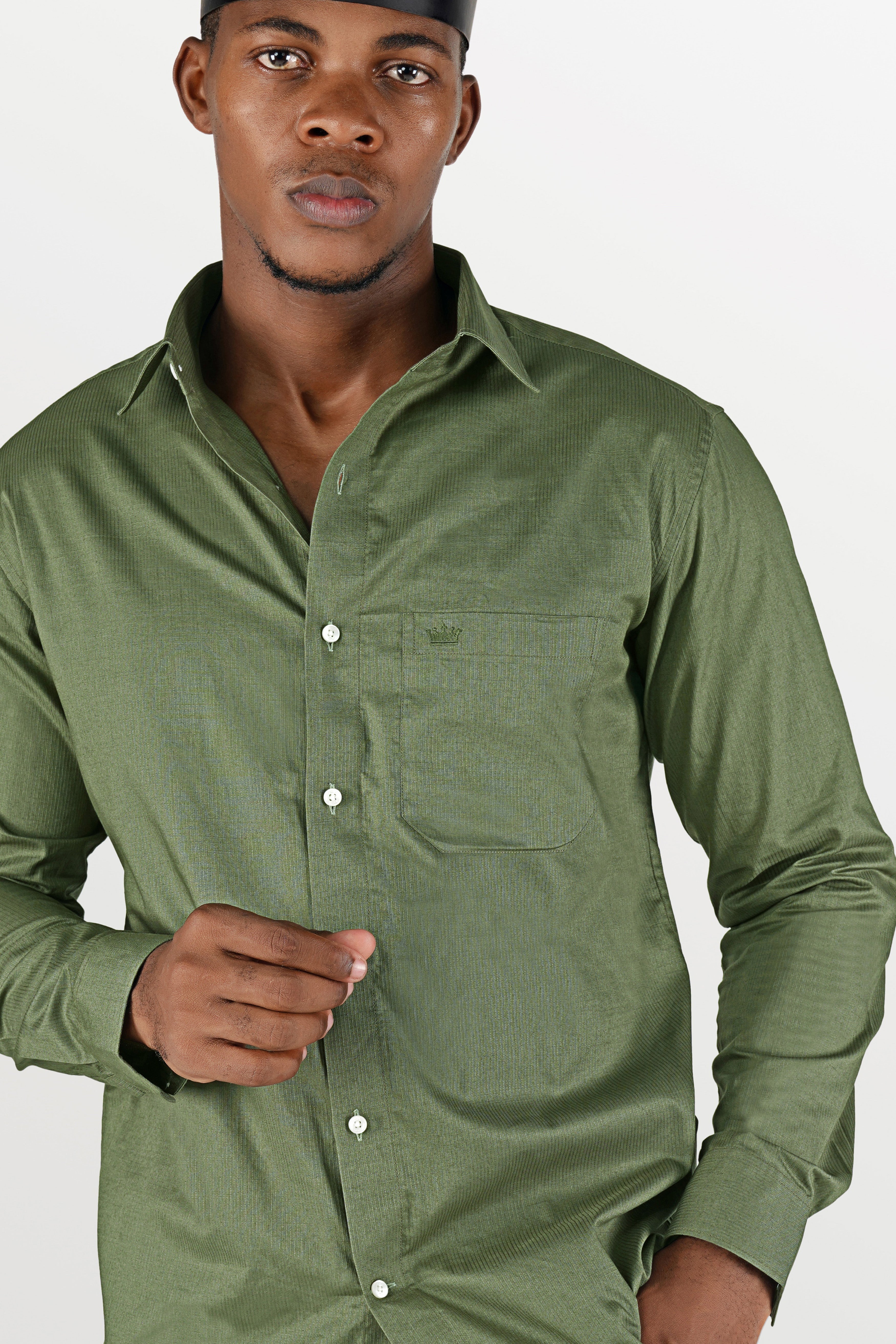 Cactus Green Dobby Textured Premium Giza Cotton Shirt