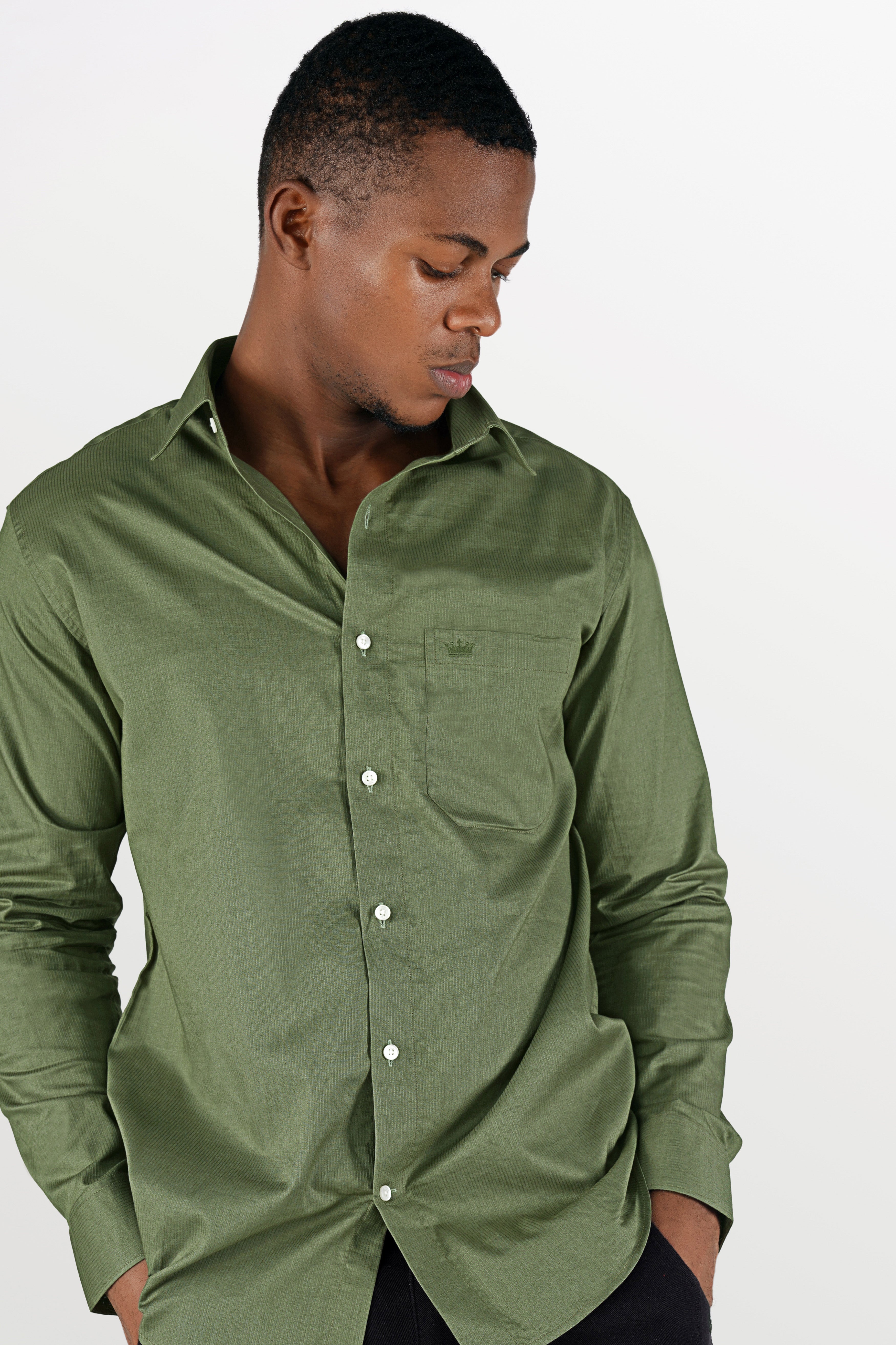 Cactus Green Dobby Textured Premium Giza Cotton Shirt