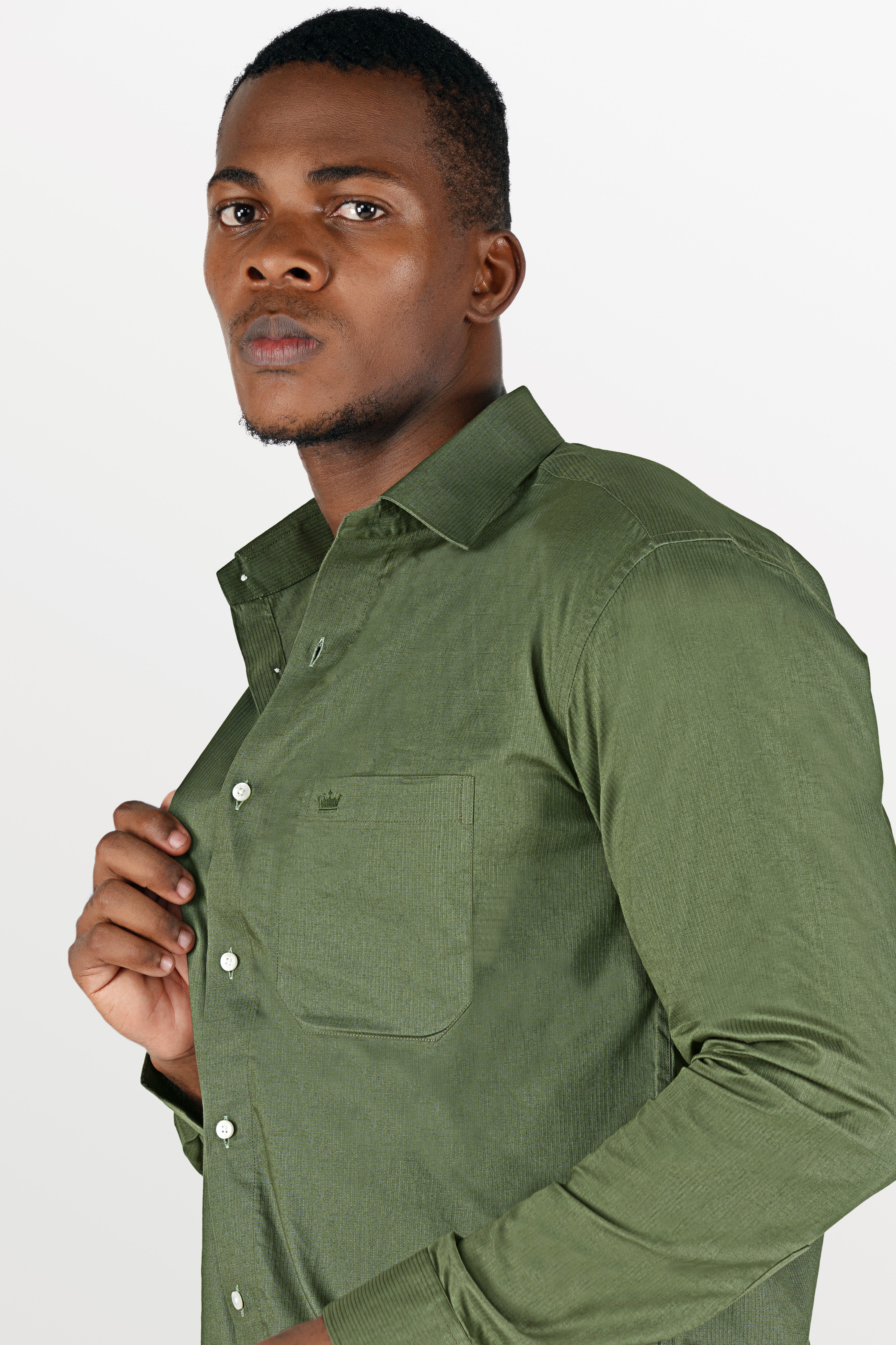 Cactus Green Dobby Textured Premium Giza Cotton Shirt