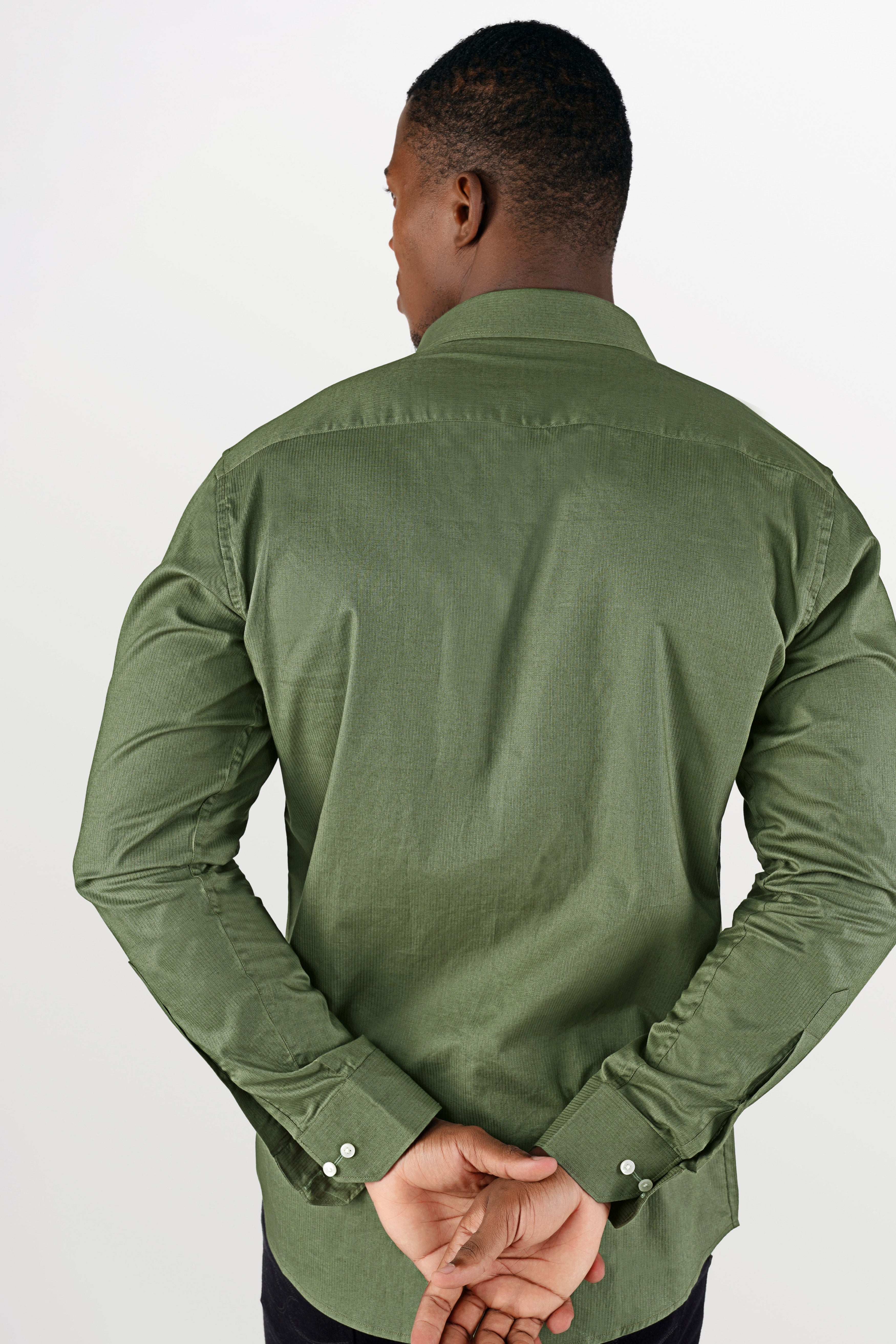 Cactus Green Dobby Textured Premium Giza Cotton Shirt