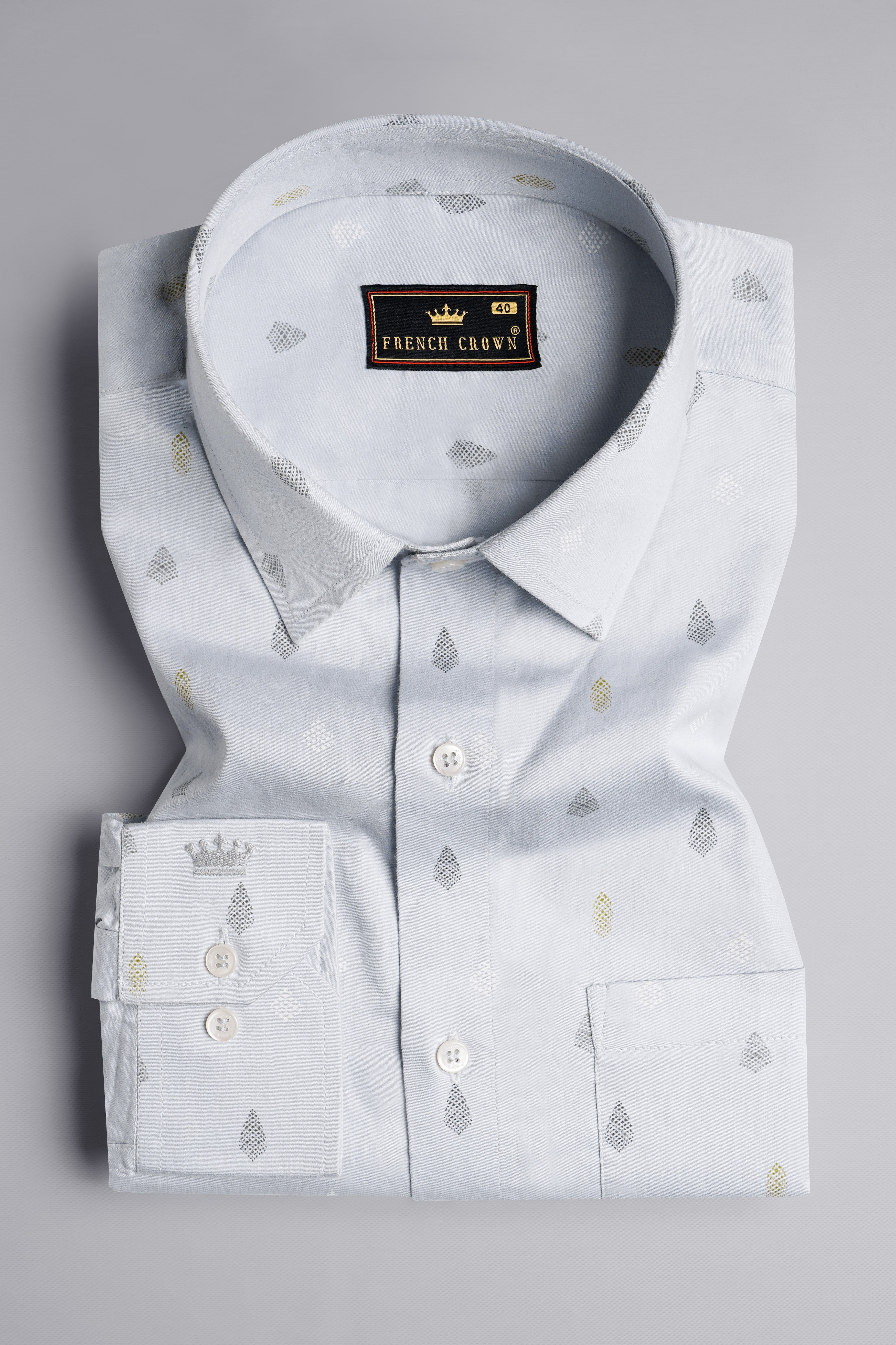 Mist Gray Multicolour Printed Super Soft Premium Cotton Shirt