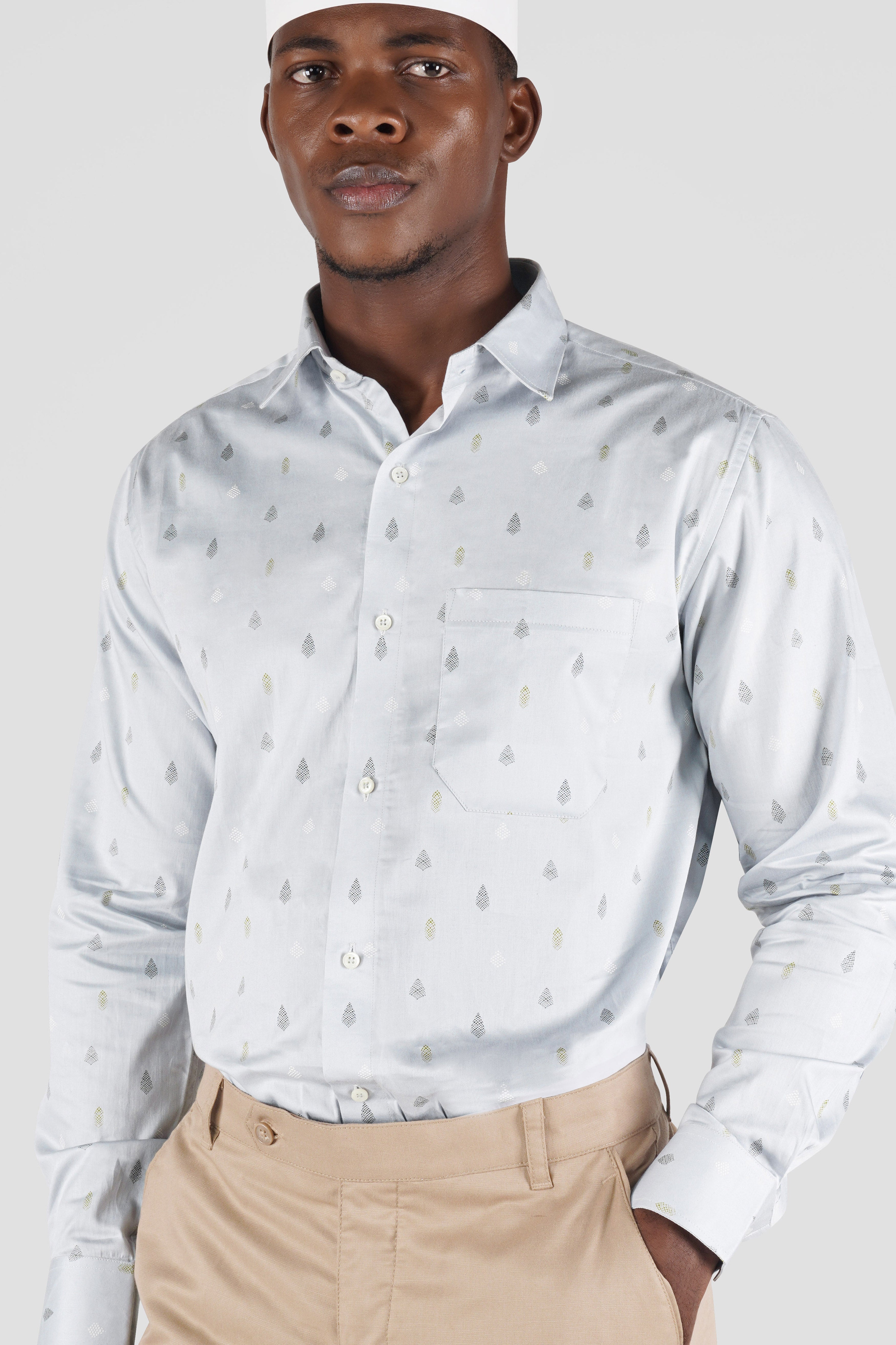 Mist Gray Multicolour Printed Super Soft Premium Cotton Shirt