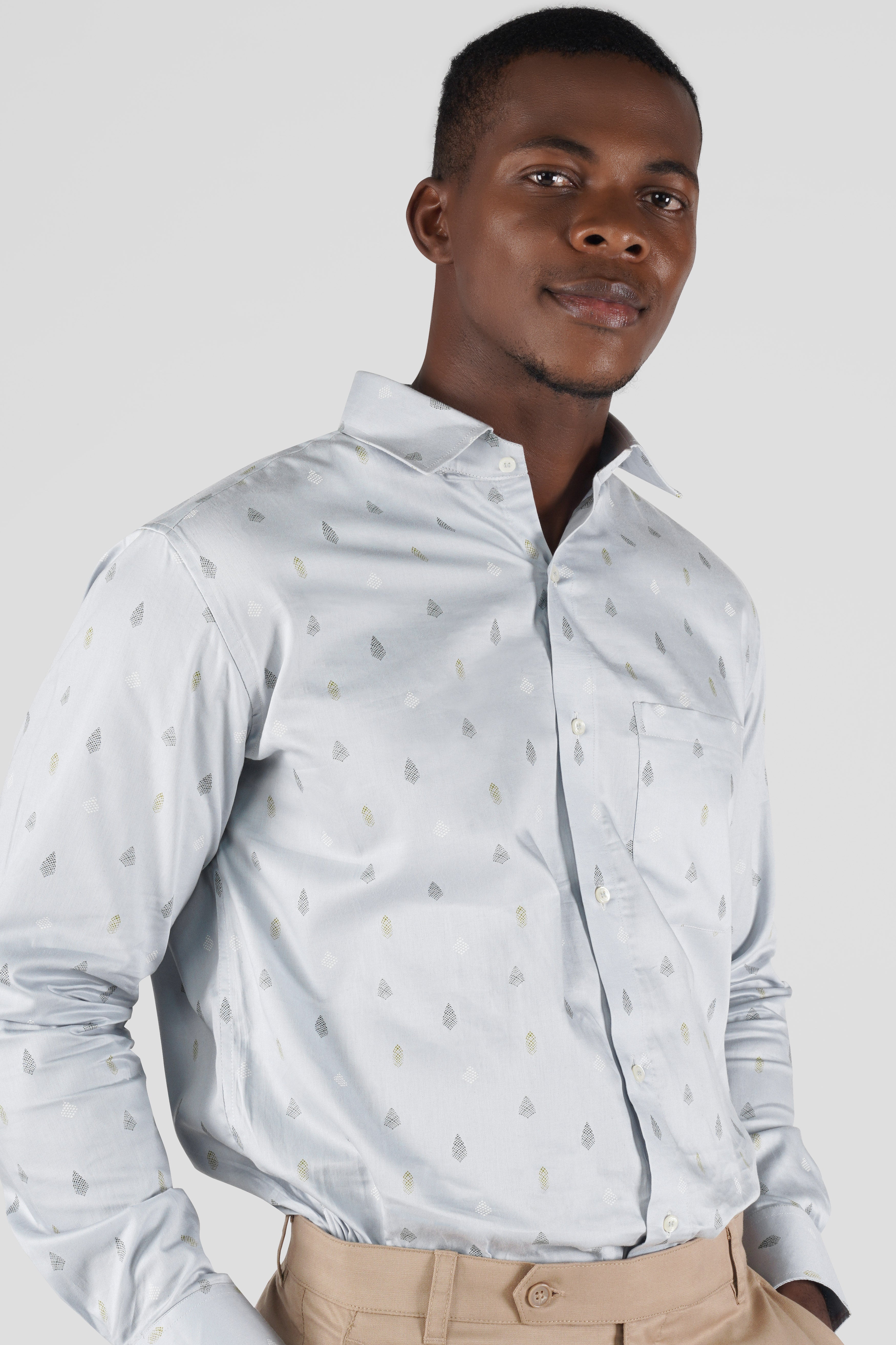 Mist Gray Multicolour Printed Super Soft Premium Cotton Shirt