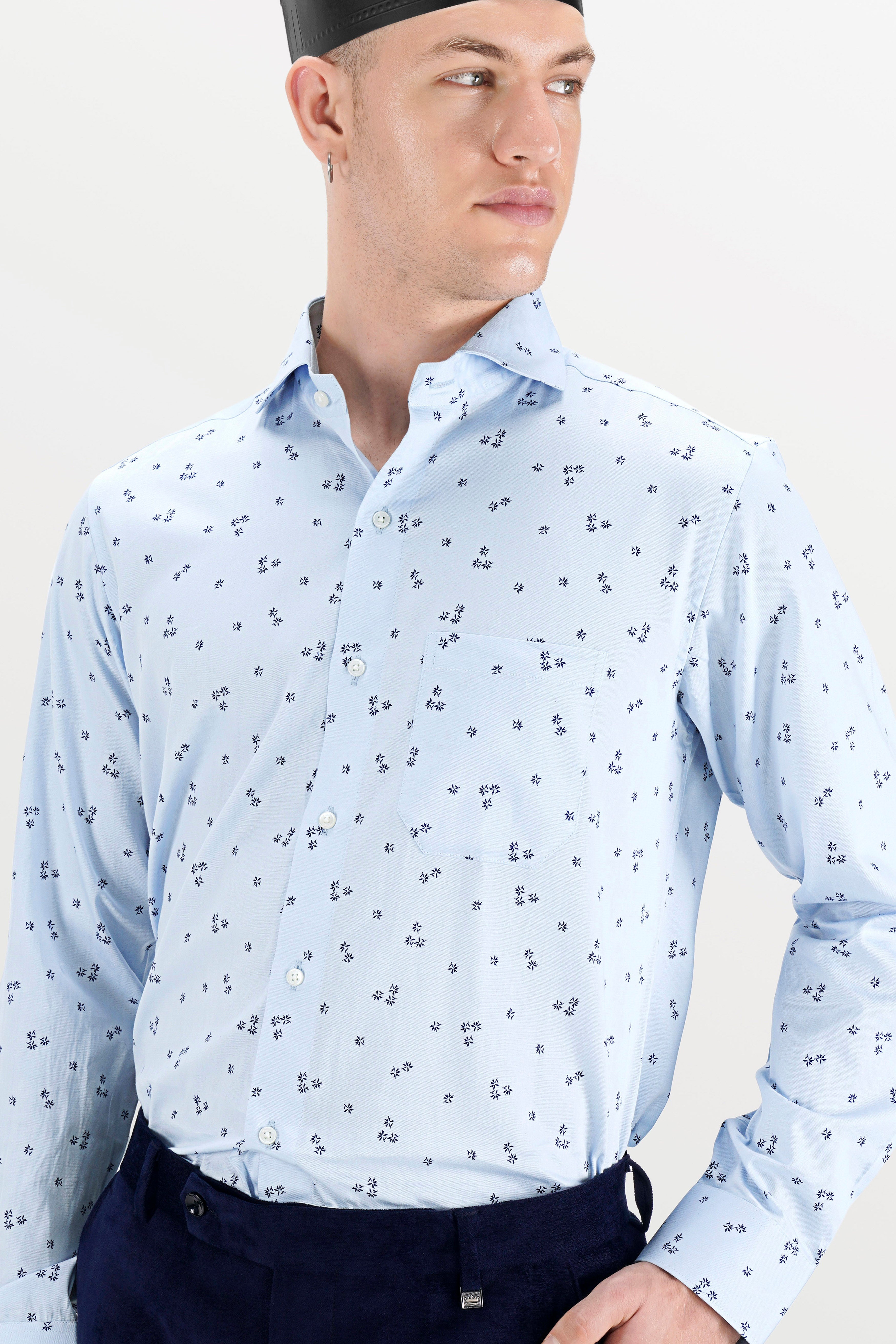 Loblolly with Cobalt Blue Dobby Textured Premium Giza Cotton Shirt